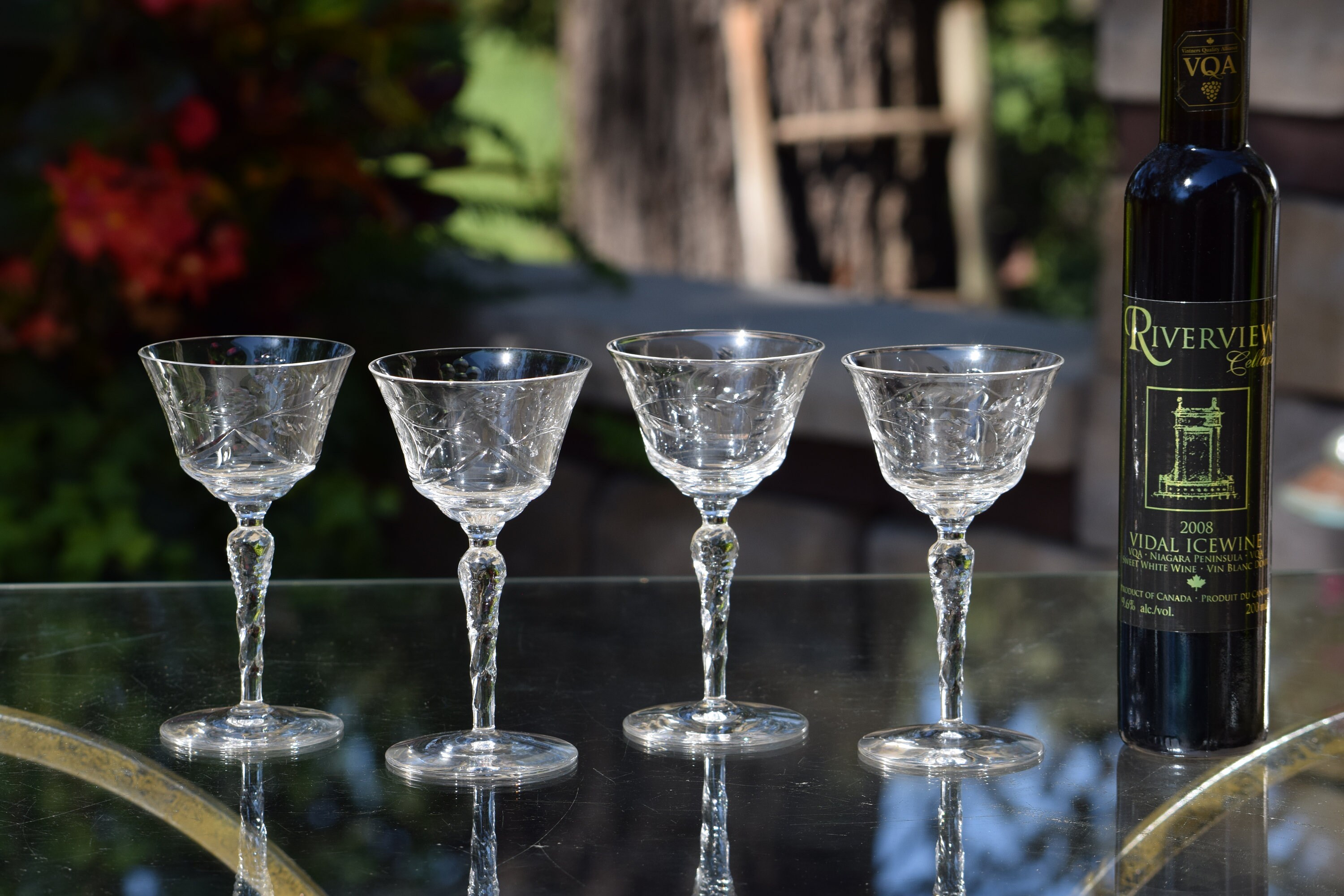 Vintage Etched Crystal Cocktail Glasses - Set 4 – J. Earl & Sons