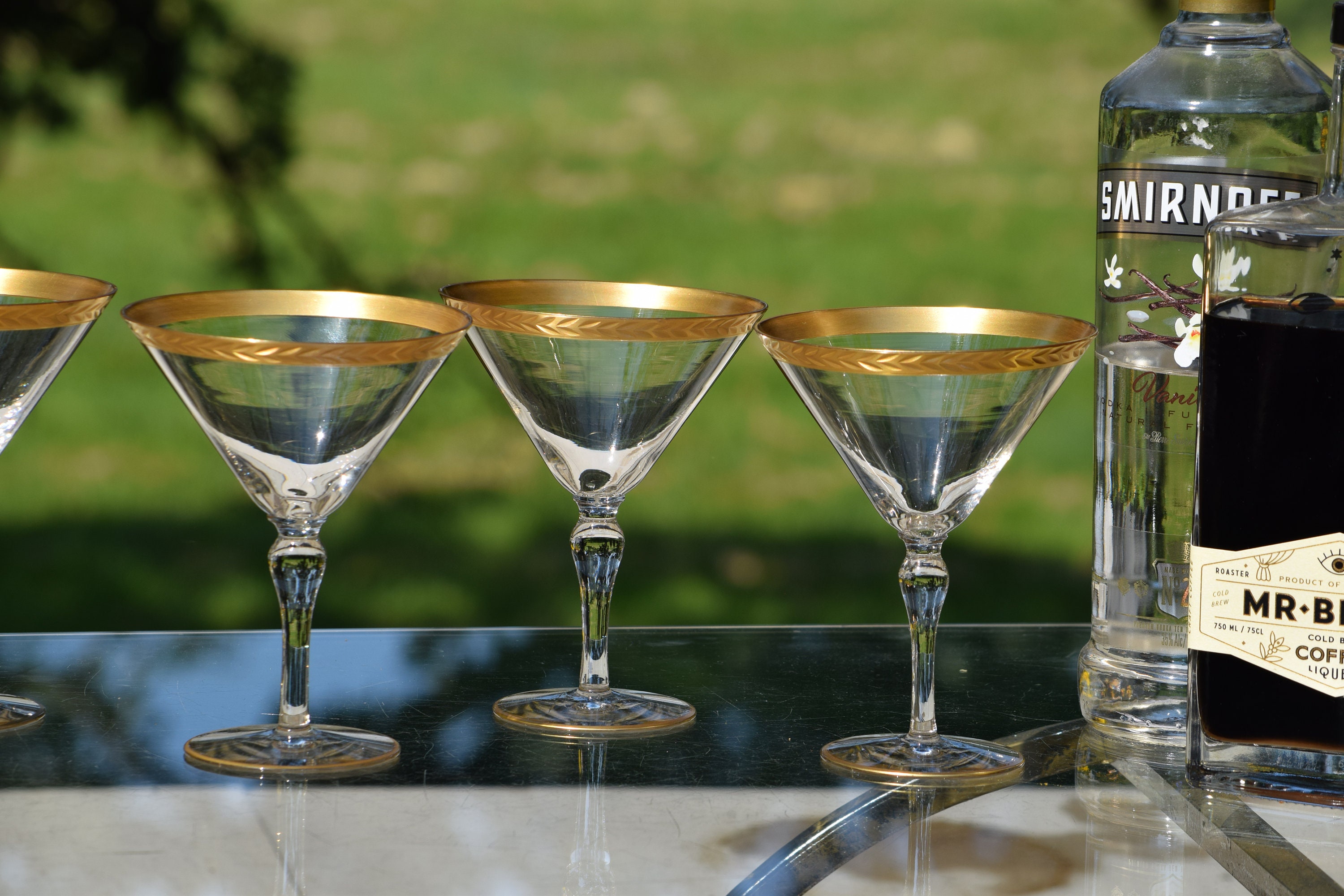 Mid Century Low Ball Glasses, Vintage Cocktail Glasses, White and Gold -  Mendez Manor