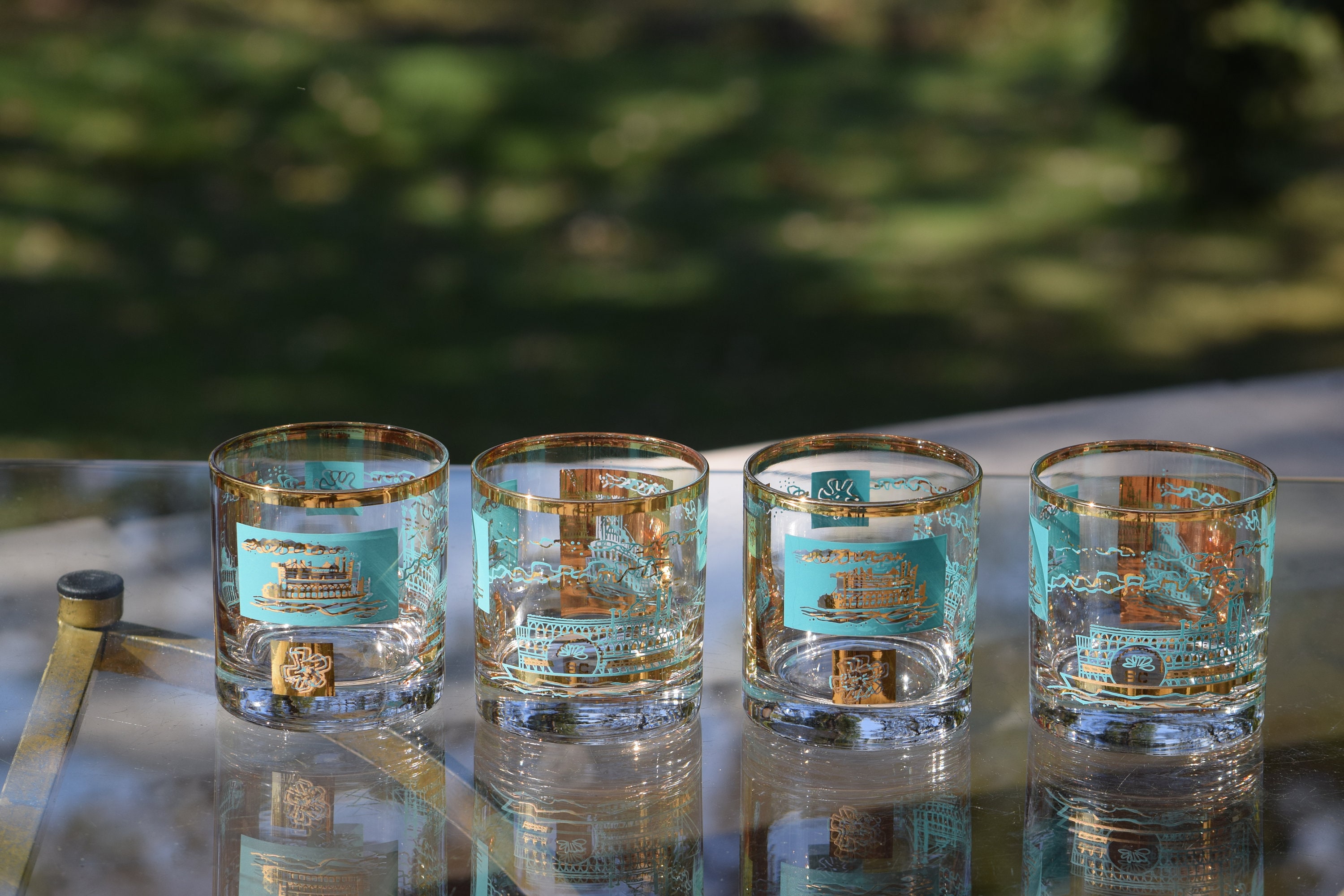 Mid Century Turquoise and Gold Drink Set – Duckwells