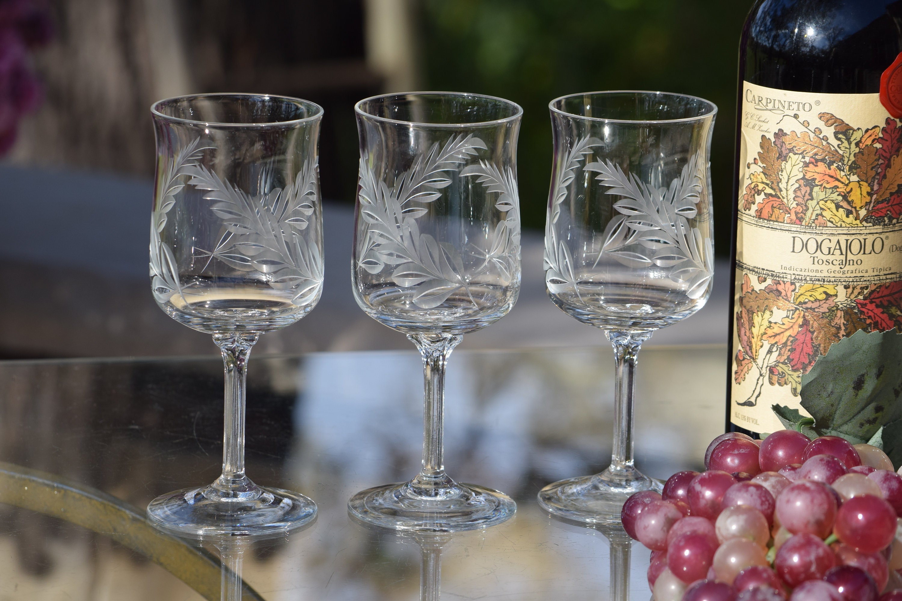 Vintage Newton Crystal Co.Cut Crystal Wine/Water Glasses Set/4 /hg