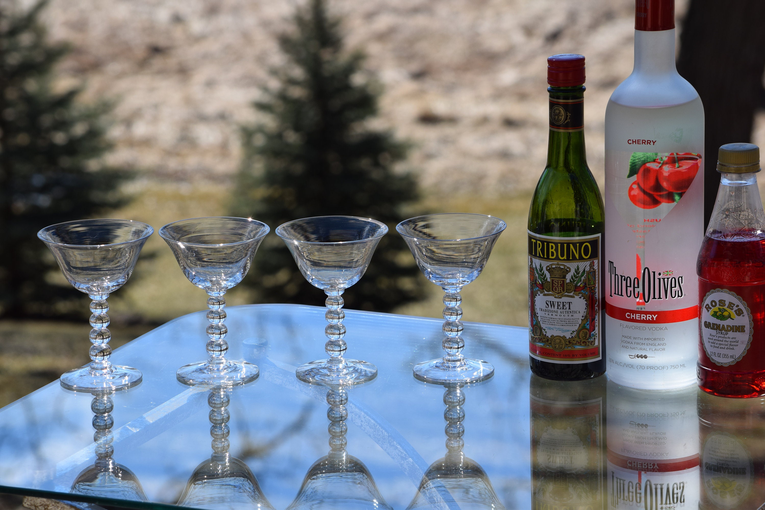 Vintage Cocktail Martini Glasses, Set of 4, Imperial Glass - Candlewick