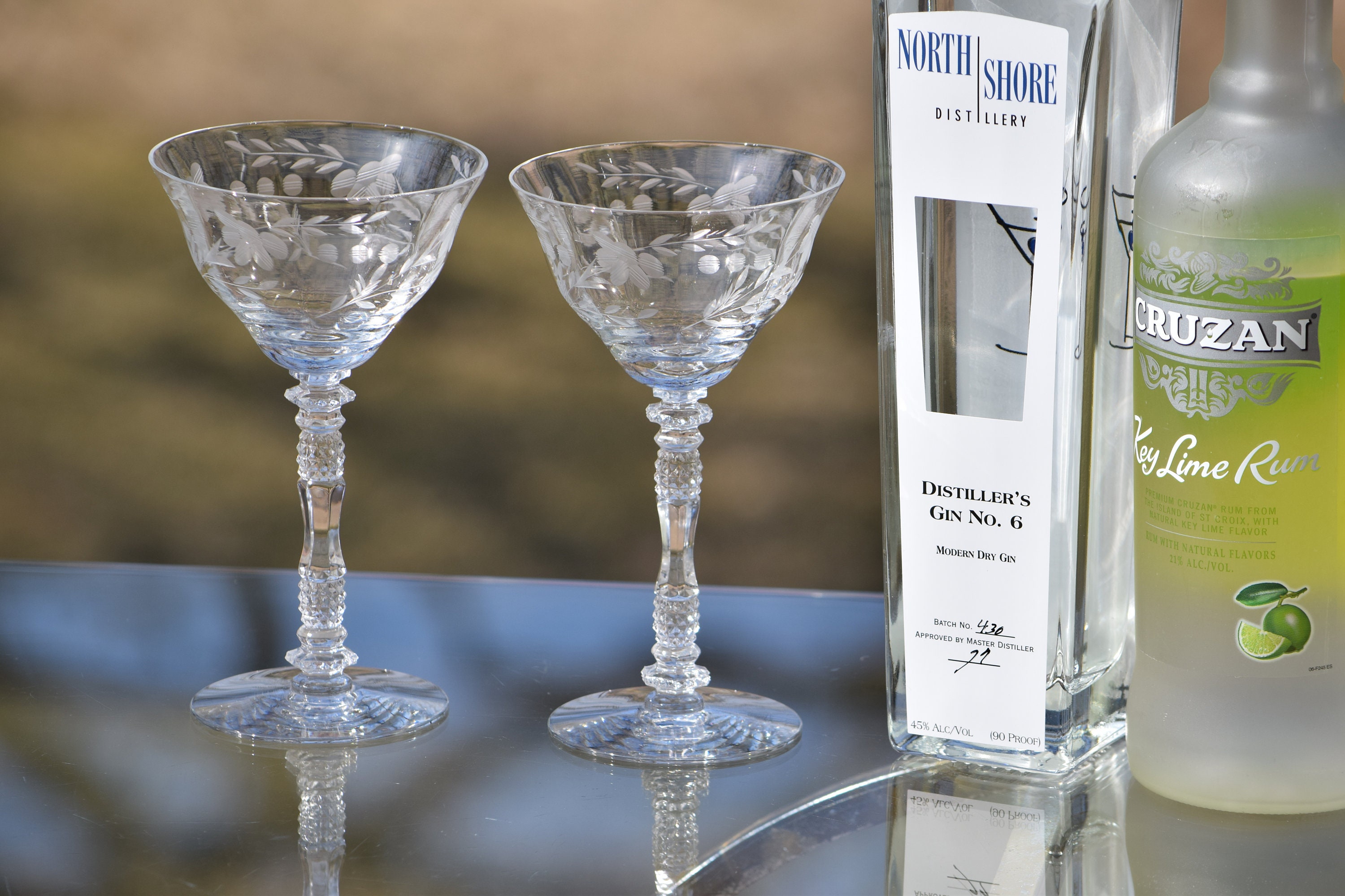 Vintage Martini Cocktail Glasses Set of 6 Antique Martini Glasses