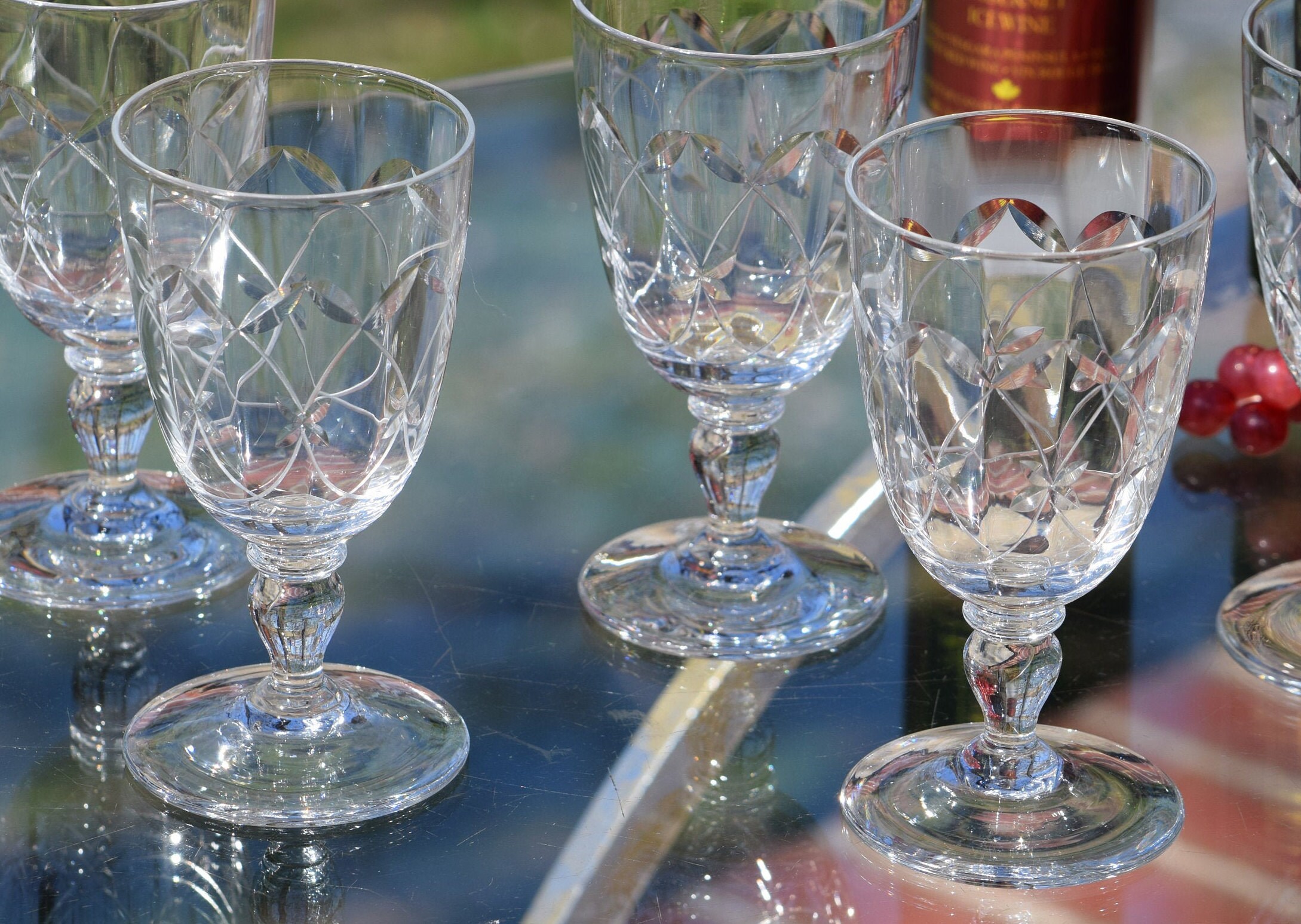 Vintage Etched Crystal Wine Glasses Set Of 3 Bryce Flora 6 Oz After