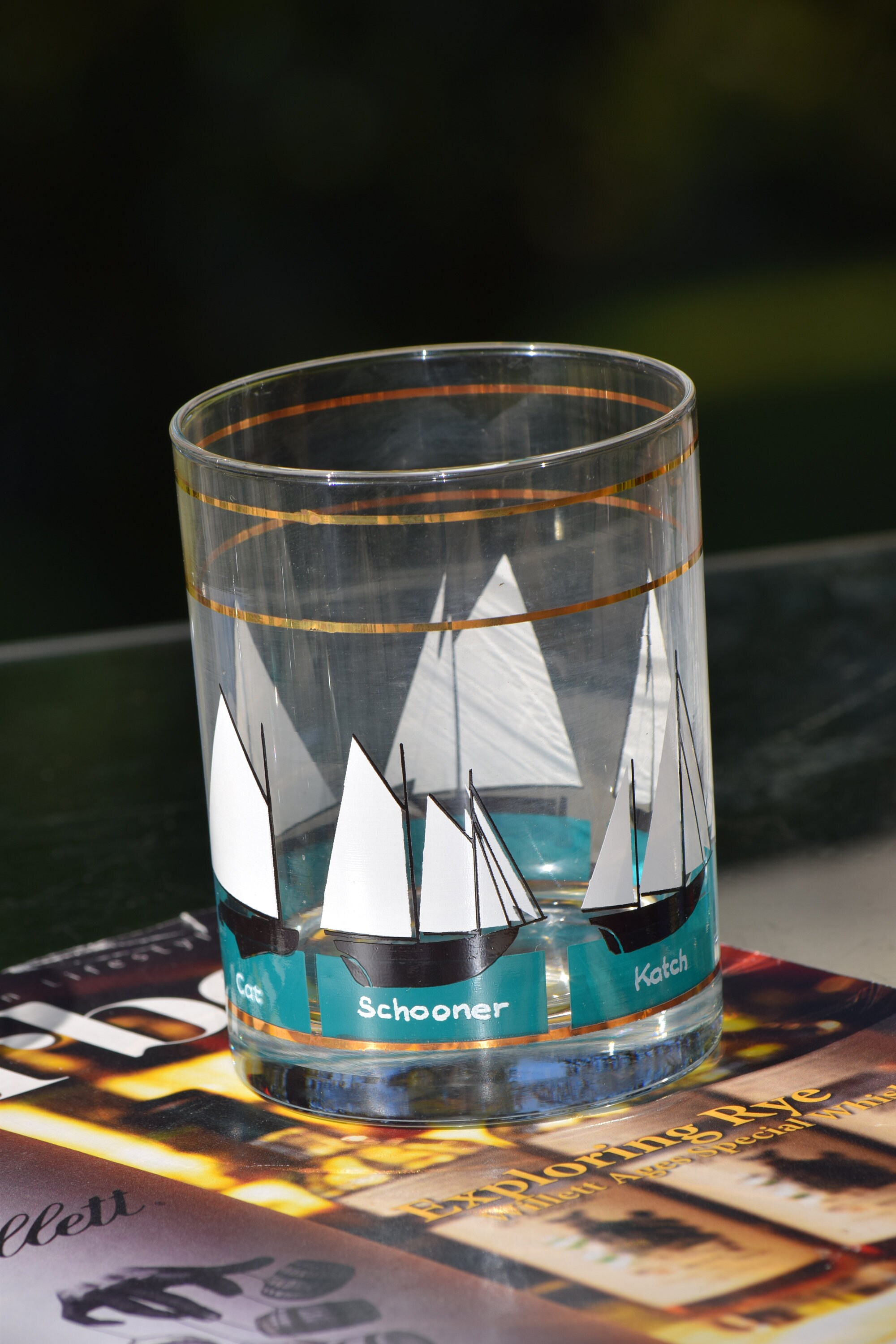 4 Vintage Culver Sail Boat Whiskey Rocks Glasses, Culver 1980's