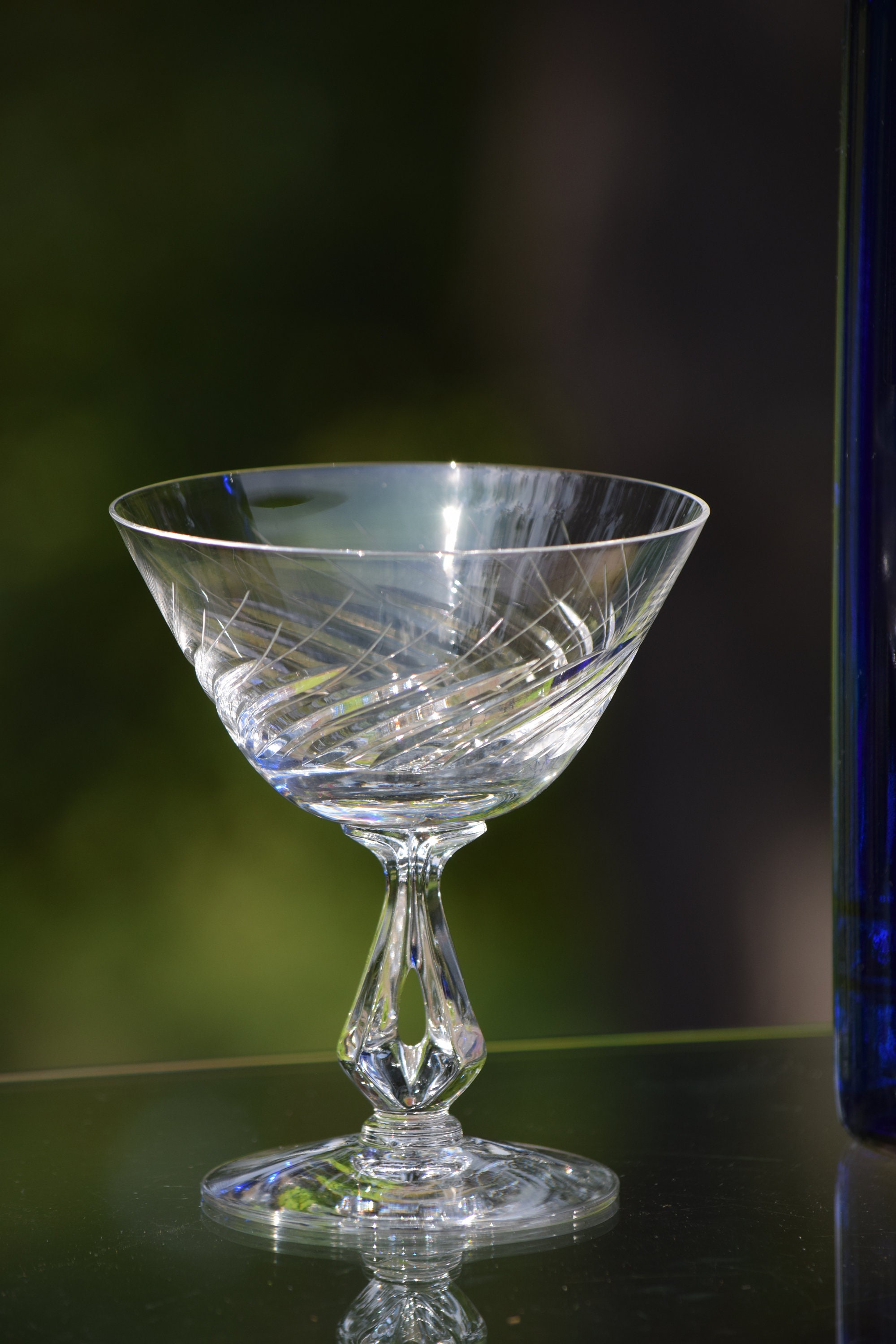 EXQUISITE Vintage Etched CRYSTAL Cocktail Glasses, Set of 4, Fostoria