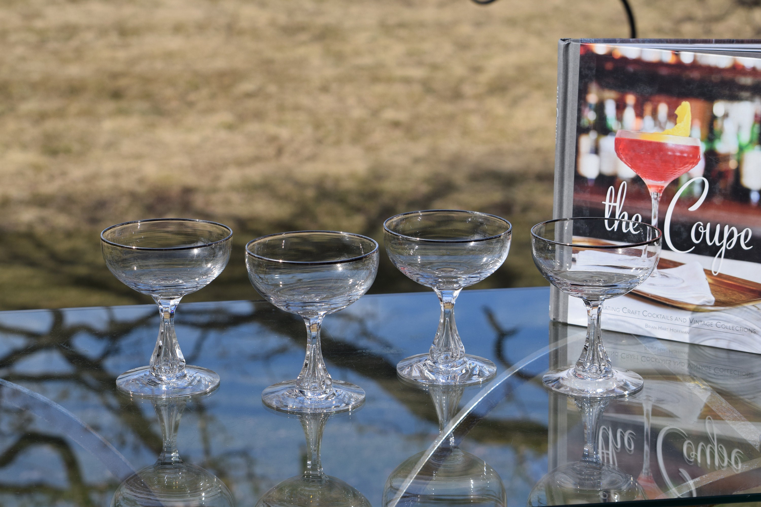 5 Vintage CRYSTAL Bubble Stem Cocktail Glasses Coupes, Vintage Tiffin