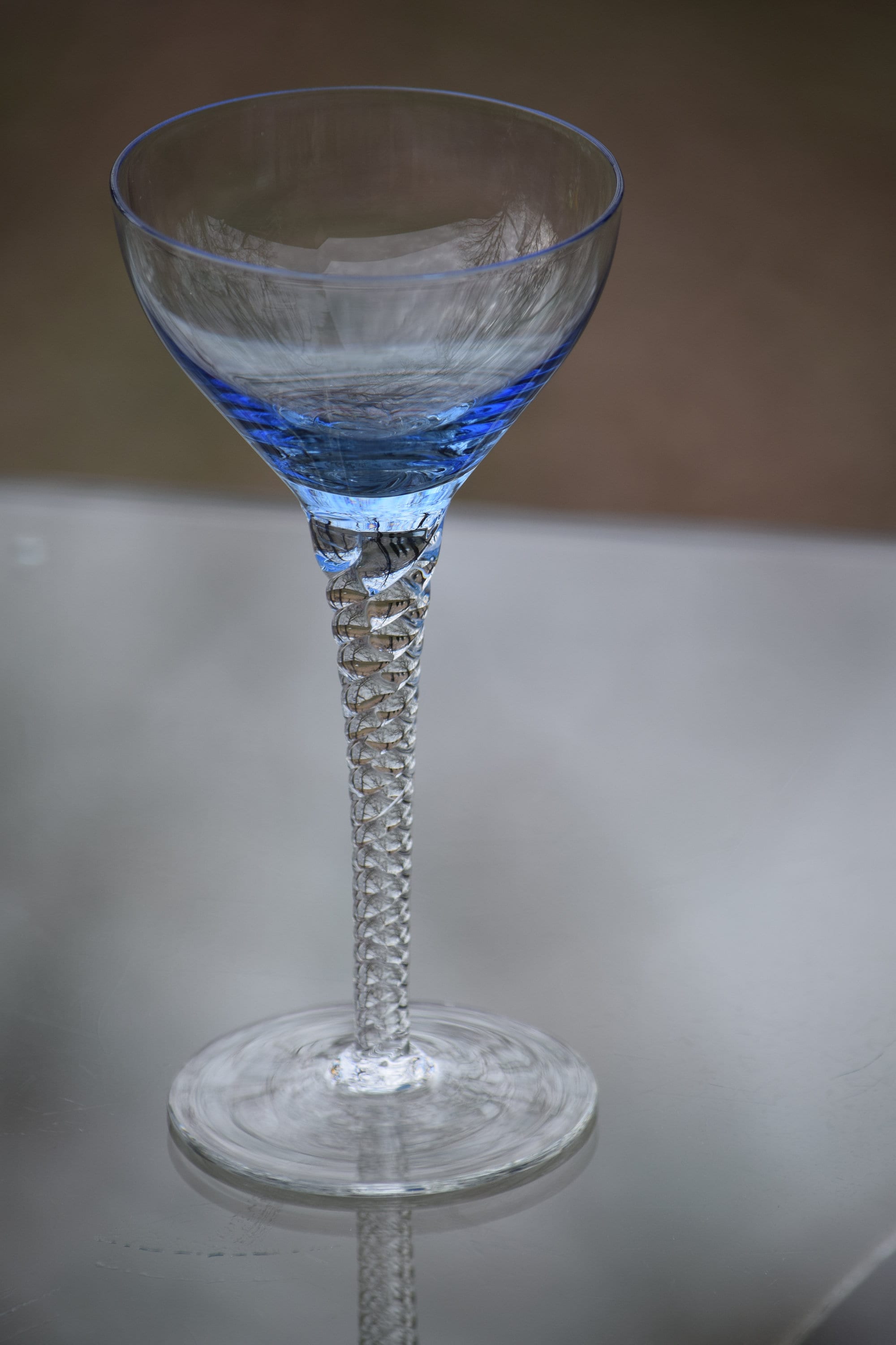Vintage Multi Colored Clear Twisted Stem Wine Glasses Set