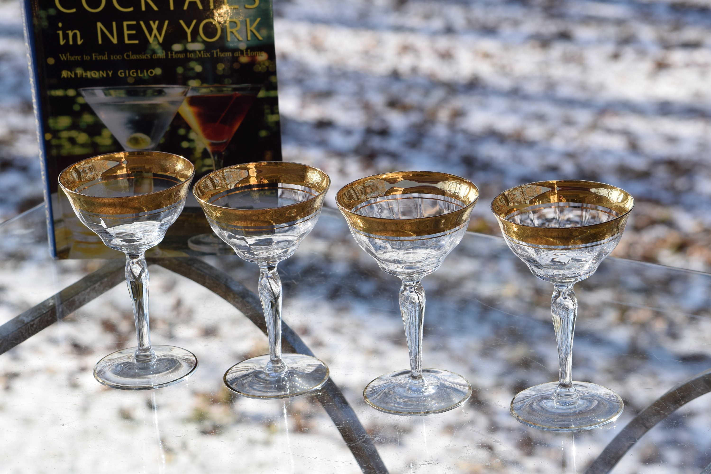 vintage gold cocktail glasses