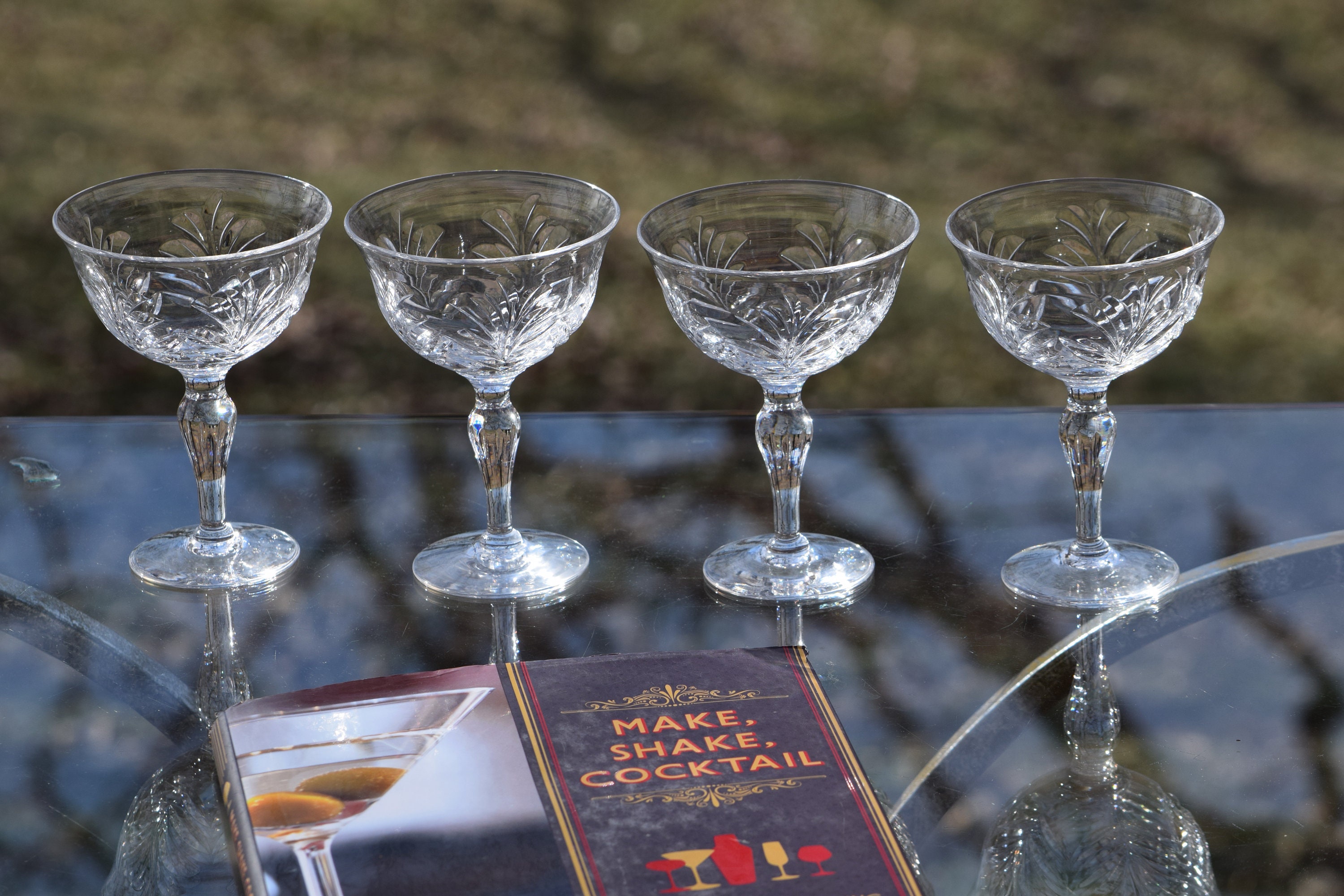 Vintage CRYSTAL Cocktail Martini Glasses Set of 4, Stuart Crystal