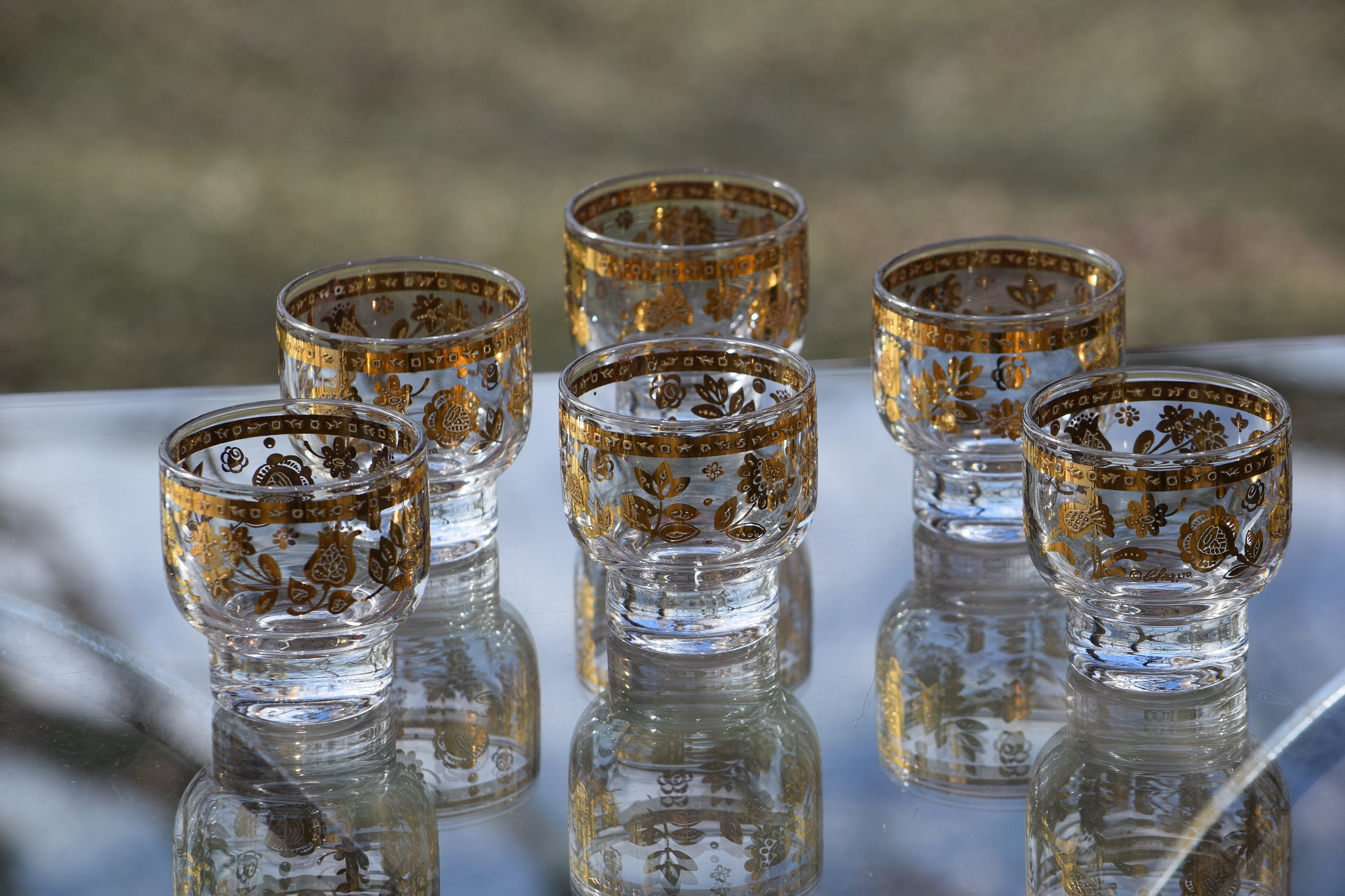 Vintage CULVER 22k Gold Cocktail Set, circa 1940's, Culver