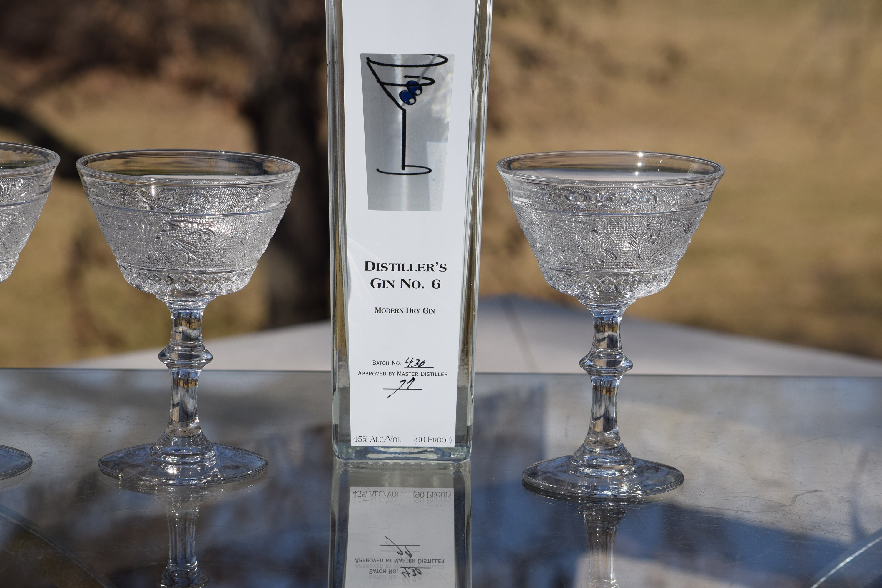 4 Vintage Pressed Glass Cocktail Glasses, Duncan Miller, c. 19251965