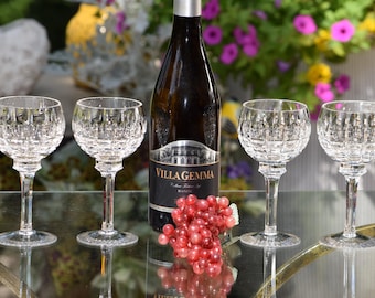 Vintage Crystal Wine Glasses: 1960s Claret Style, Set of 6