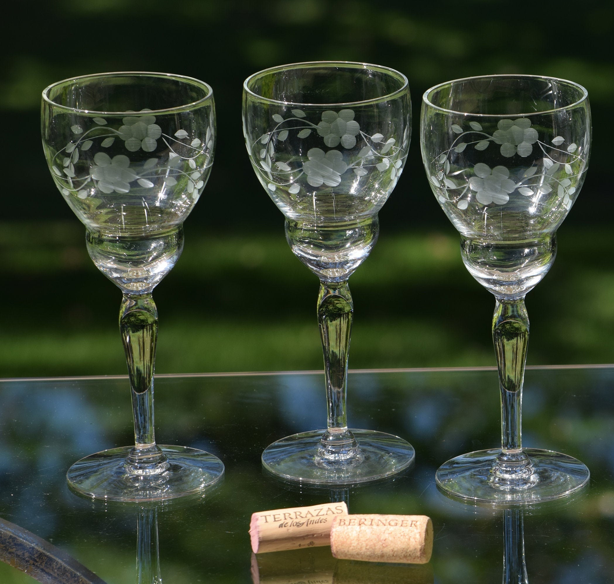 Vintage Botanist Drinking Glass Set, Luxurious Floral Embossed