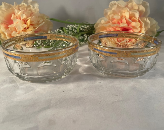 2 Vintage Olives ~ Cheese ~ Snack Appetizer Bowls, ARCOROC FRANCE, Cocktail Party Appetizer Bowls, 1970's, Gold Snack bowls