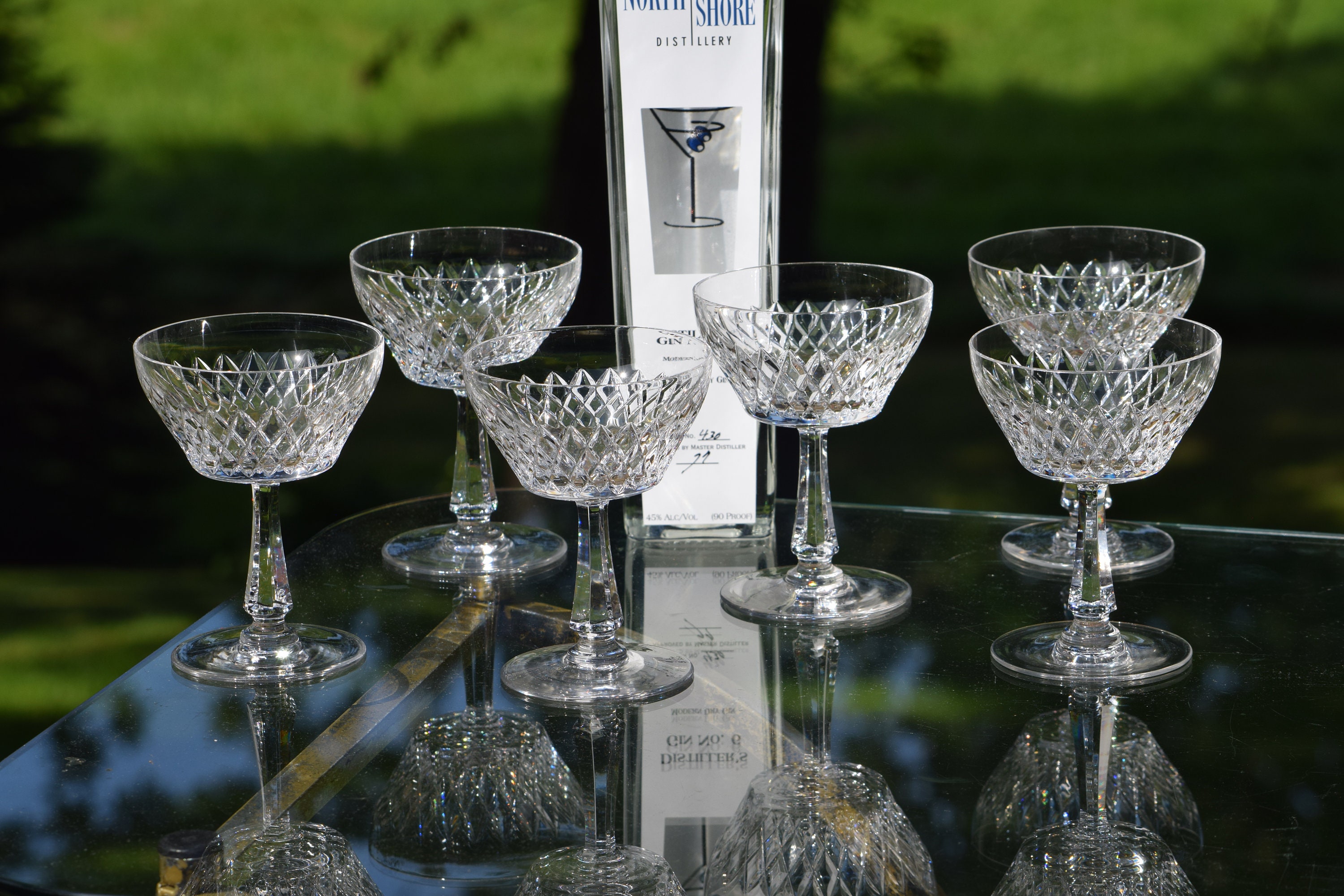 Vintage Crystal Cocktail Martini Glasses, Set of 6, Vintage Crystal