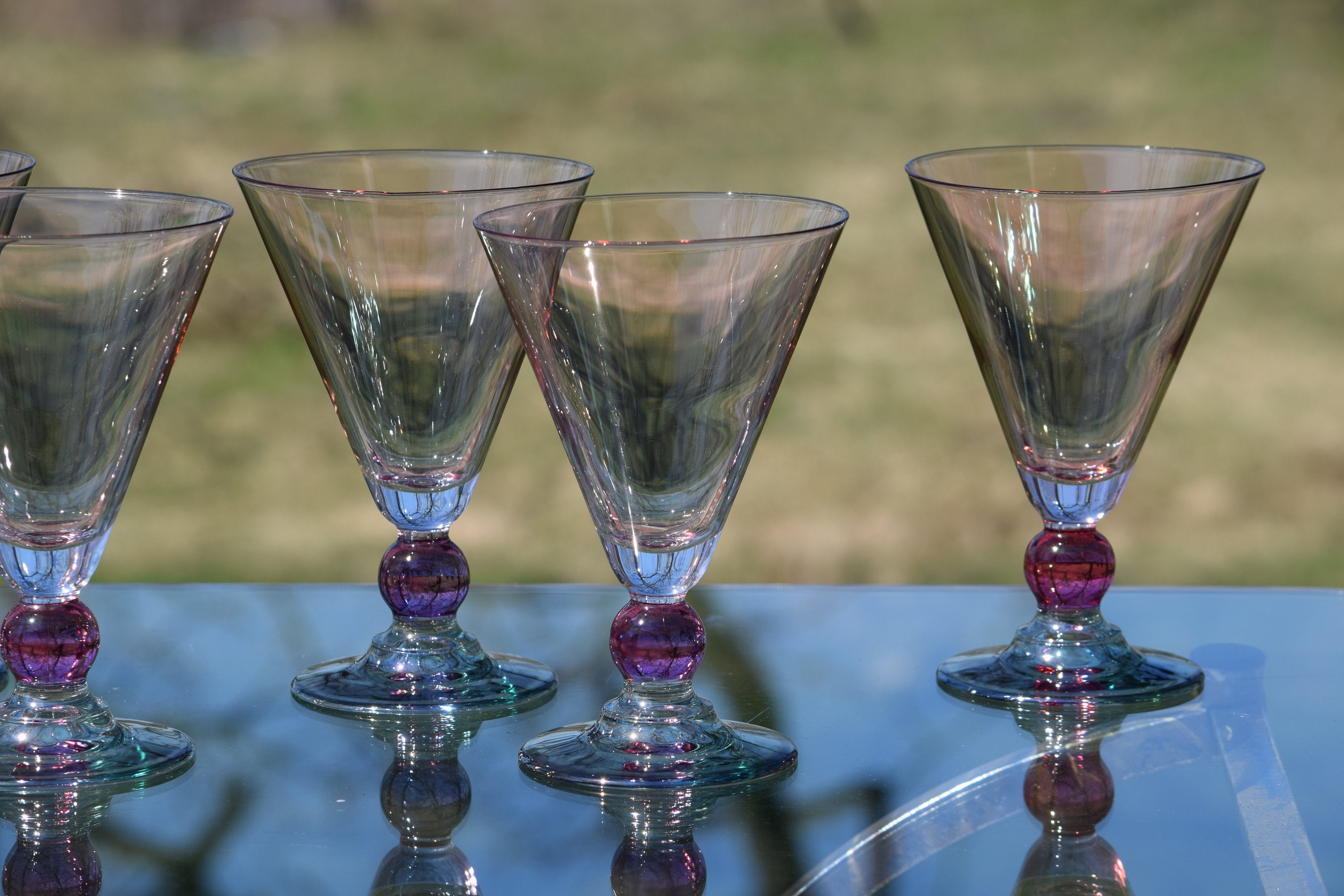 Vintage Multi Colored Cocktail Glasses, Set of 7, Mixologist Craft Cocktail Glasses, Bryce, 1950