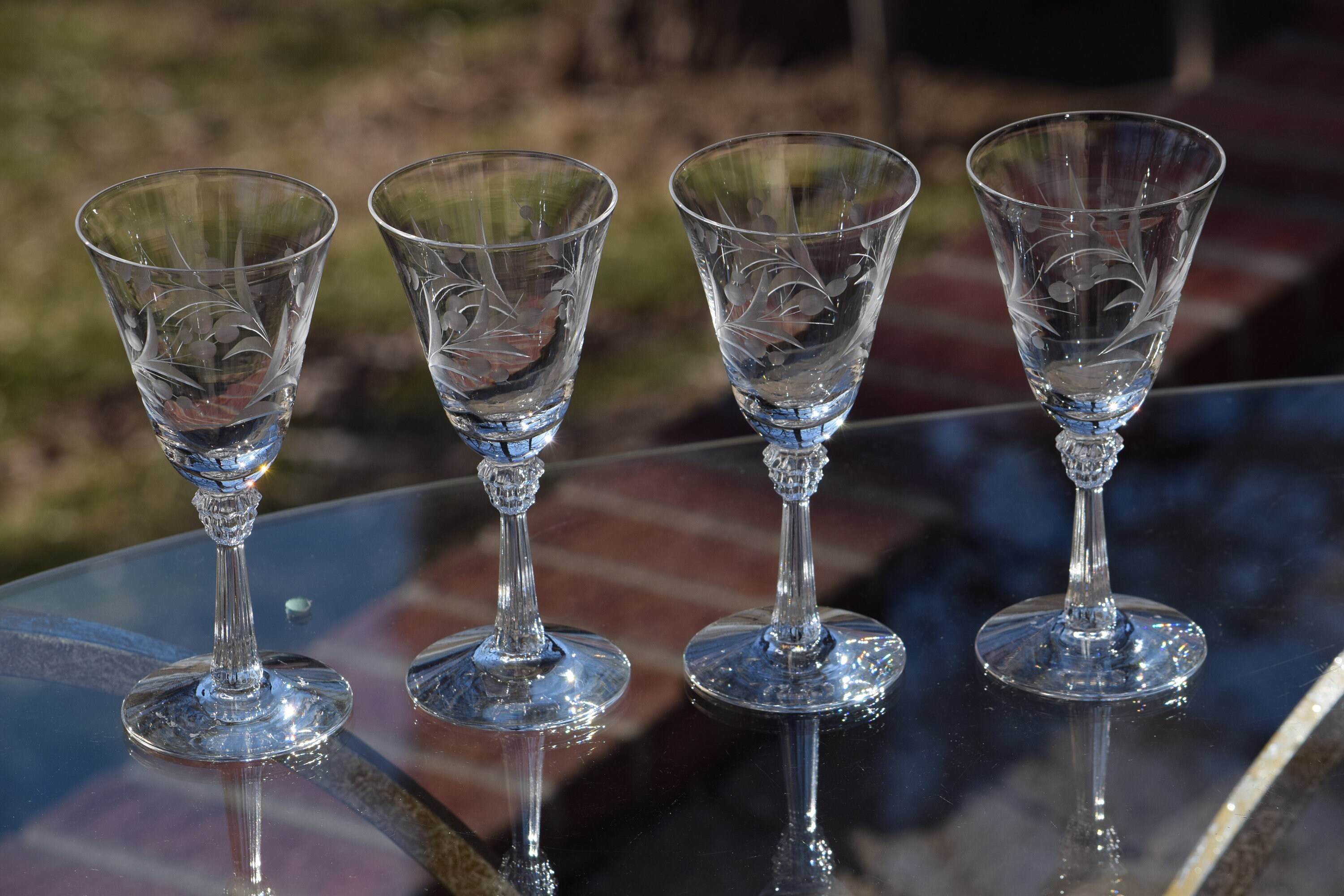 Vintage Theresienthal Etched Crystal Small Wine Cordial Glasses - Pair – A  Step Back In Time