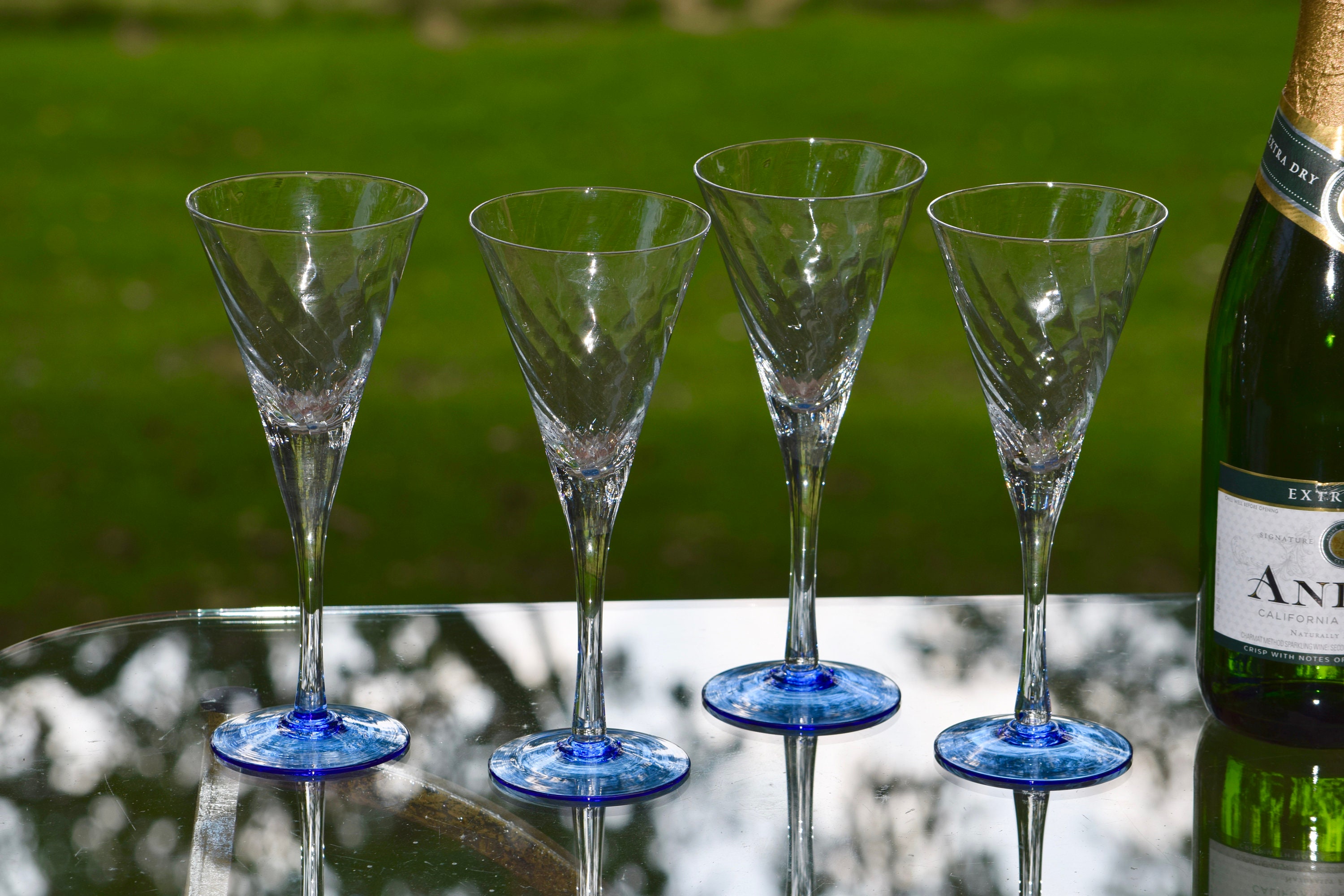 Vintage Fluted Champagne Glasses, Set of 6, Mixologists Craft Cocktail