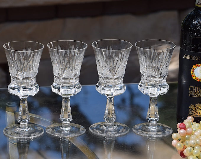 5 Vintage Cut CRYSTAL Wine Glasses, Rogaska, c 1980's, 5 oz Crystal Claret Wine Glasses, After Dinner Drink - Dessert Wine Glasses