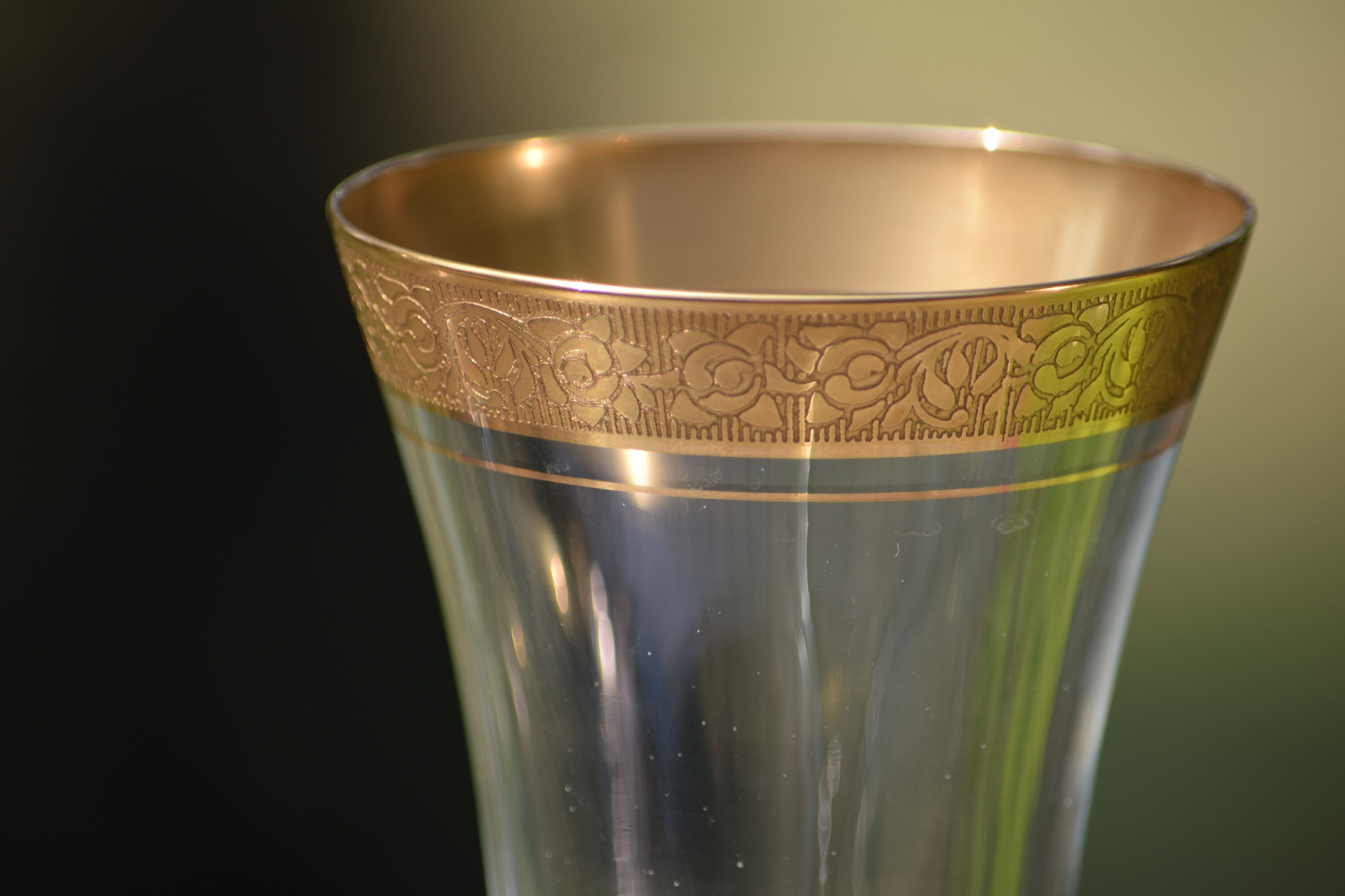 Vintage Gold Rimmed Encrusted Wine Glasses , Set of 6, Tiffin