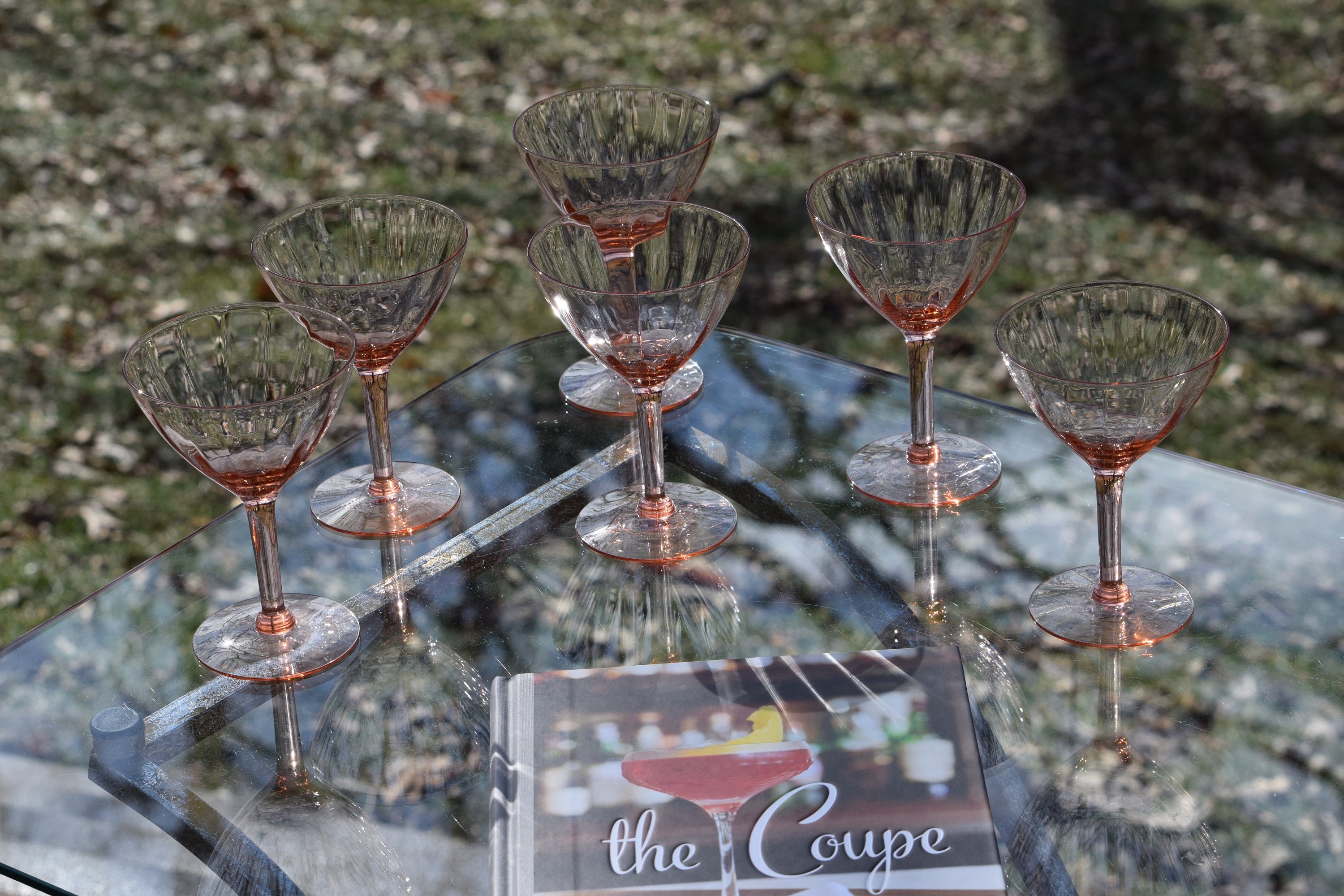 Vintage PINK DEPRESSION Glass Cocktail - Martini Glasses, Set of 6