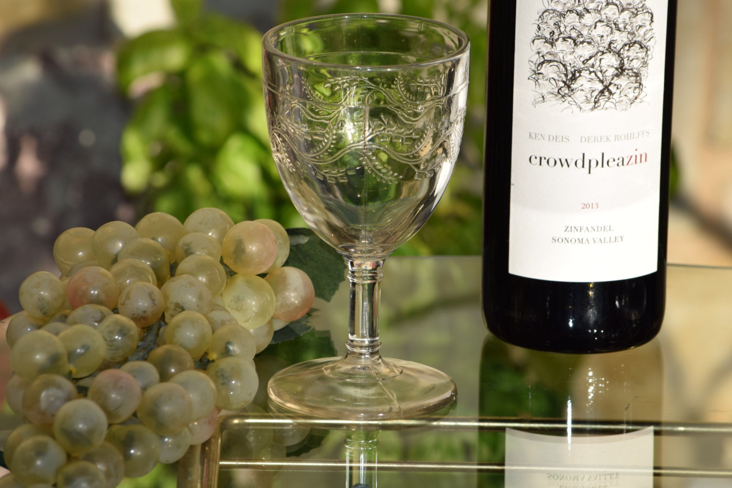 5 Vintage Wine Glasses Set of 5, Antique Pressed Glass Wine Glasses