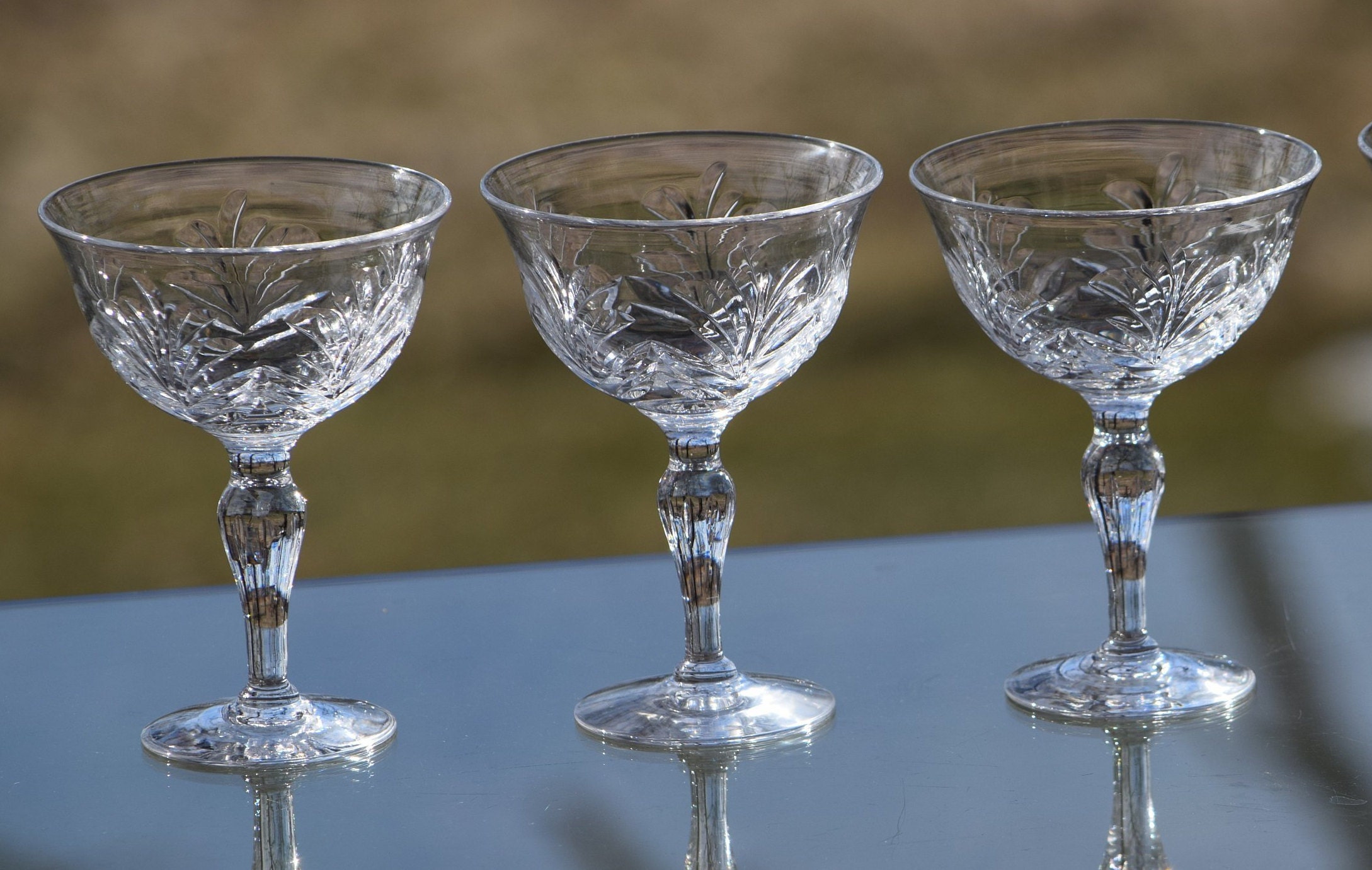 Vintage CRYSTAL Cocktail Martini Glasses Set of 4, Stuart Crystal