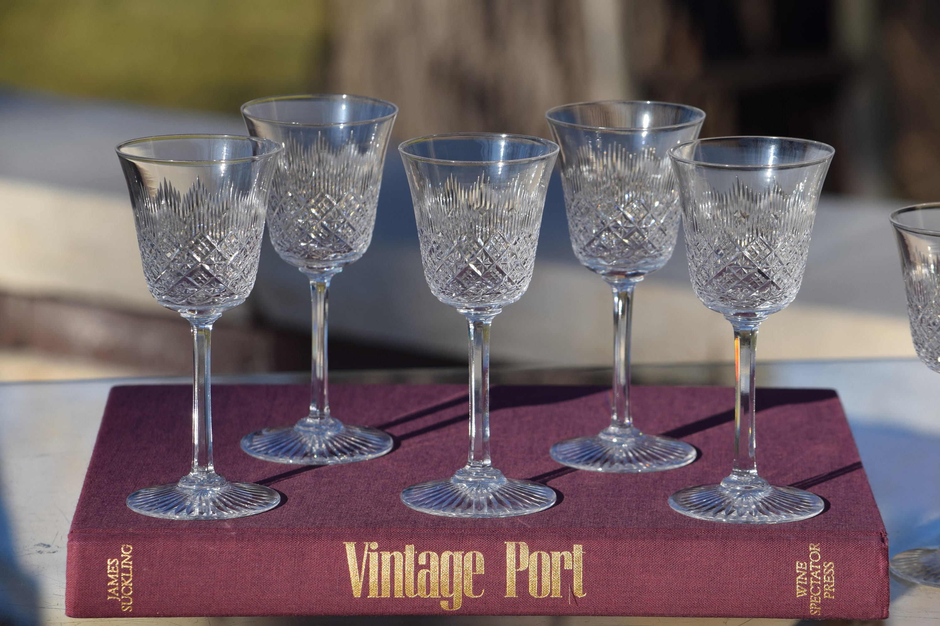 7 Vintage Crystal Cut Wine Cordials ~ Glasses, 1940's, Vintage