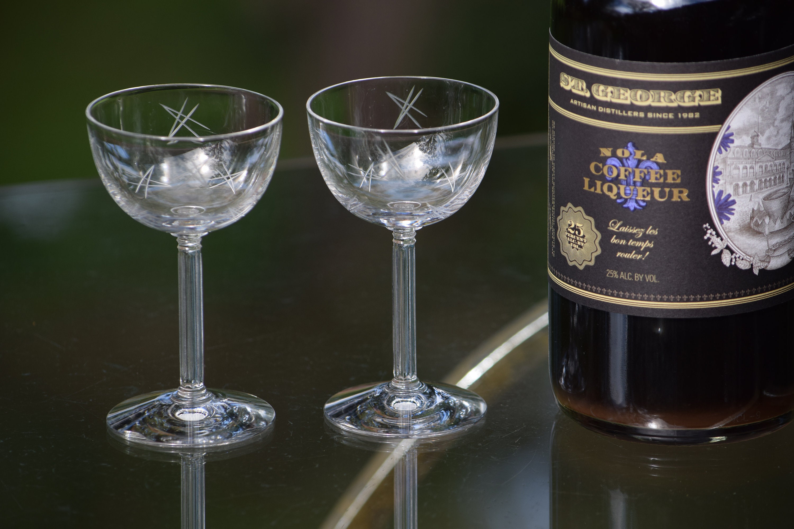 Vintage Etched CRYSTAL Liquor, Port Wine Glasses, Set of 4, Vintage 3