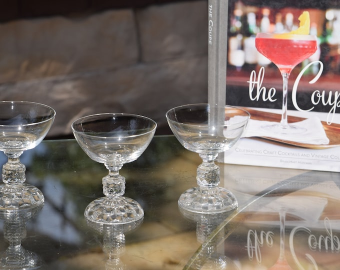 Vintage Fostoria Crystal Cocktail Glasses - 1960s Champagne Coupes, Martini Glasses
