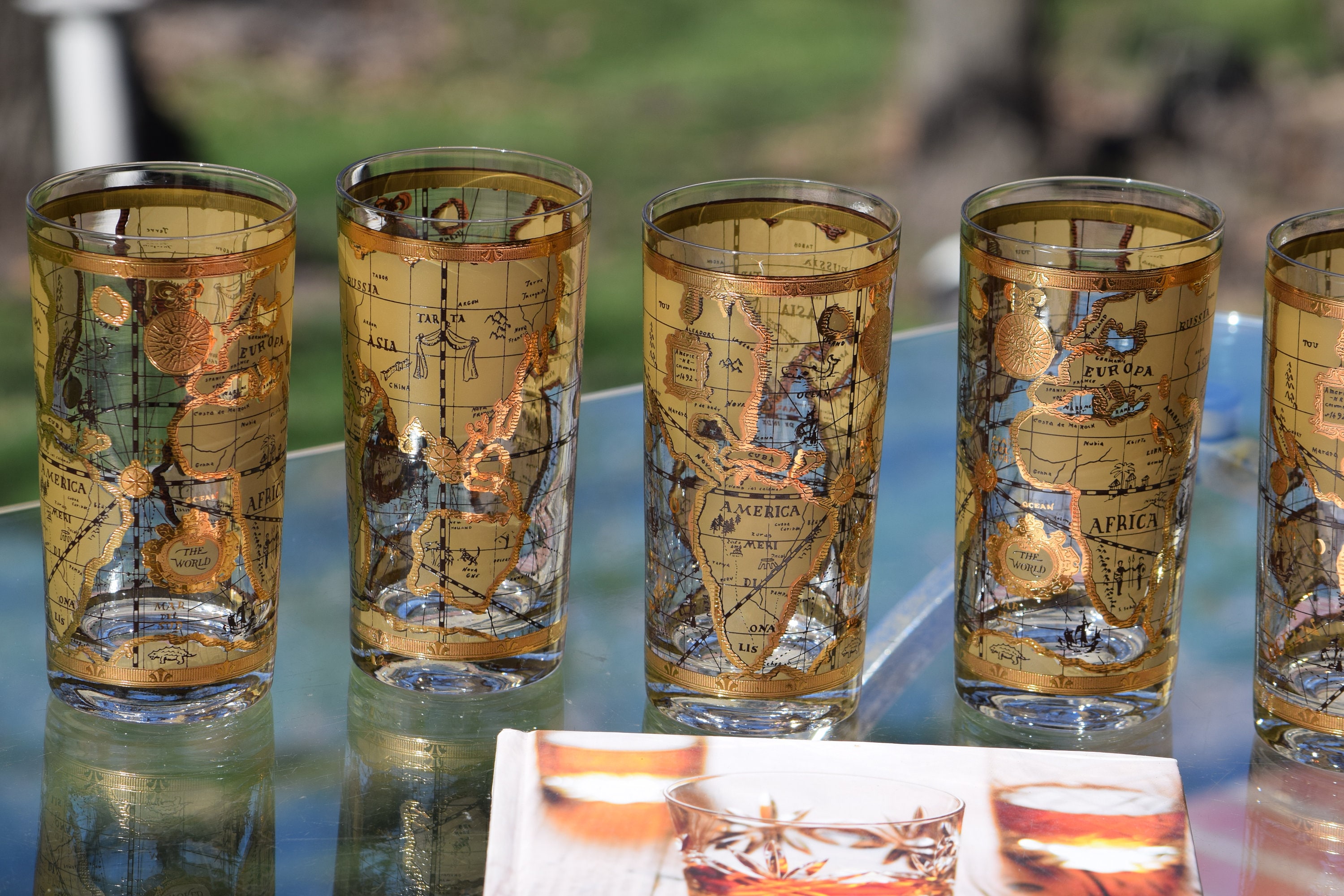 Vintage Gold Cocktail Highball Glasses, Set of 6, Vintage Centaur Greek  Roman Mid Century Highballs, Vintage Whiskey Bourbon Glasses