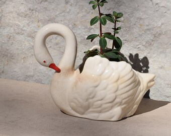 Vintage Swan Ceramic Planter, 1950's, Vintage Planters, Vintage Outdoor Planter