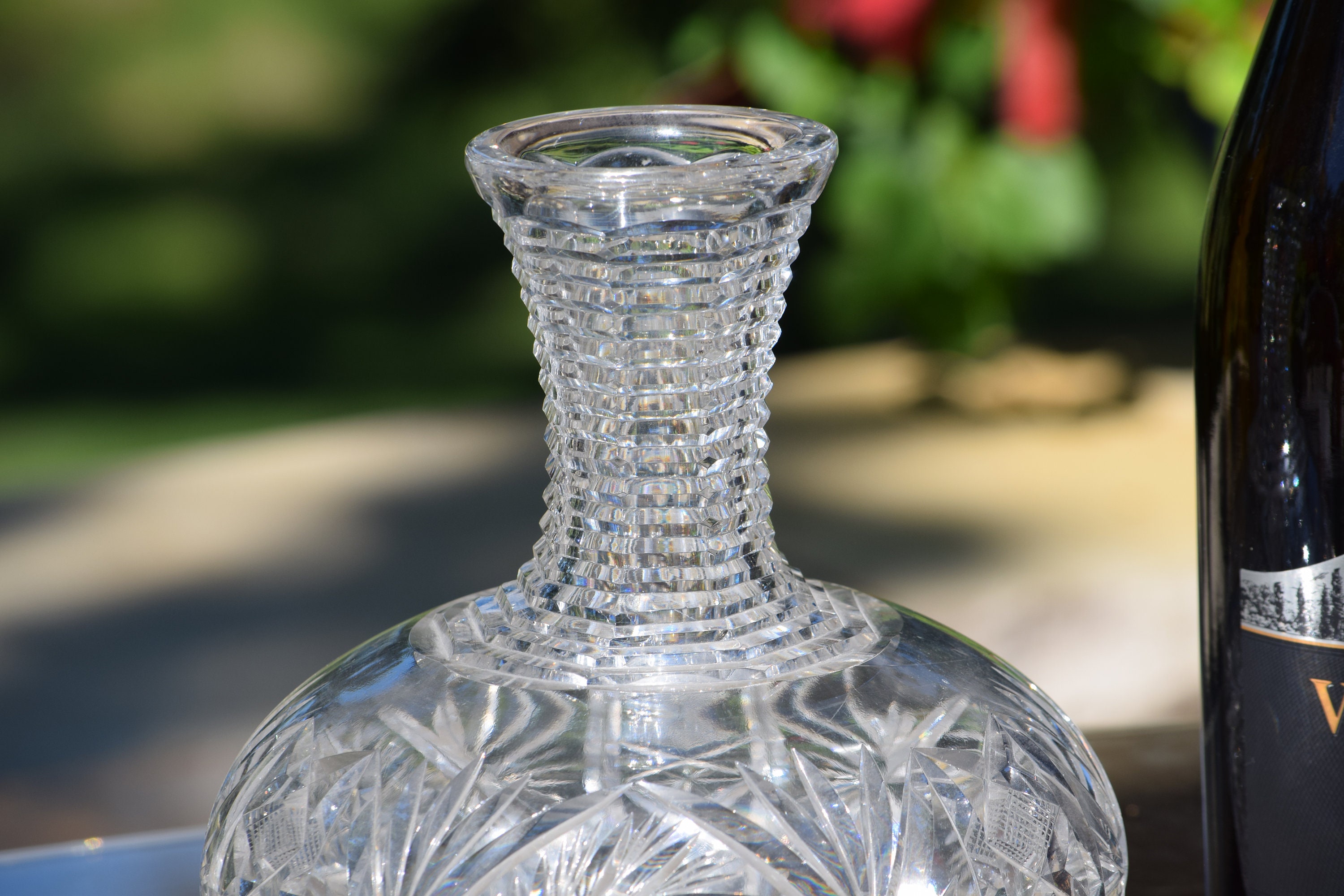 Antique American Brilliant Cut Wine ~ Liquor Decanter ~ Water Carafe, J.  Hoare & Co, circa 1853, Corning, NY. Vintage Wine Carafe, Decanter