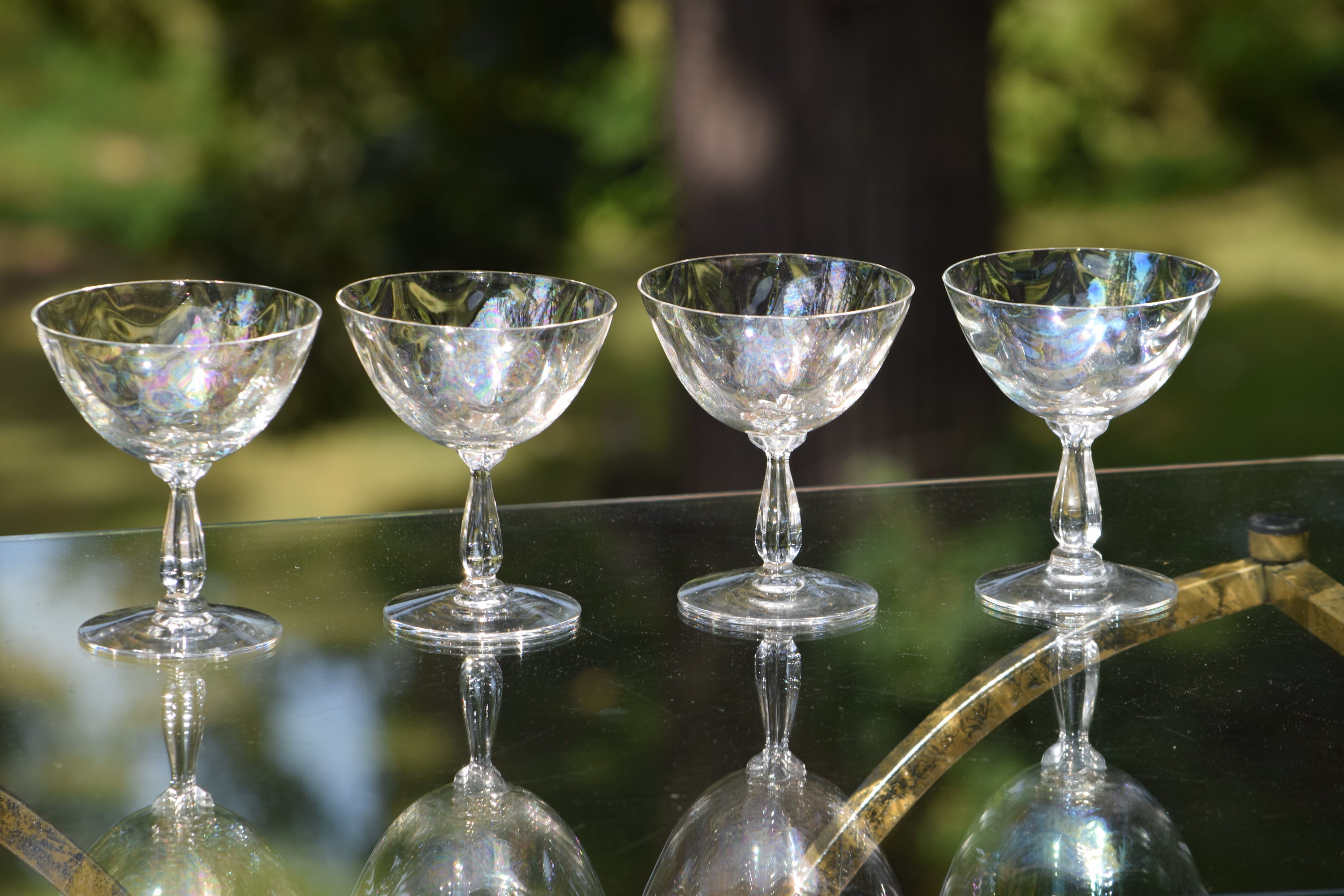 Set of Four Vintage Iridescent Champagne Glasses by Colony 