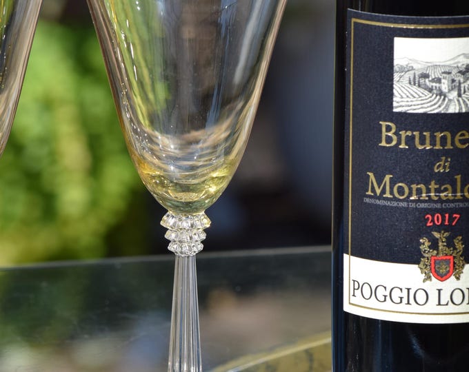 Vintage Yellow Wine Glasses, Fostoria, Yellow wine Glasses, Set of 4, 1937