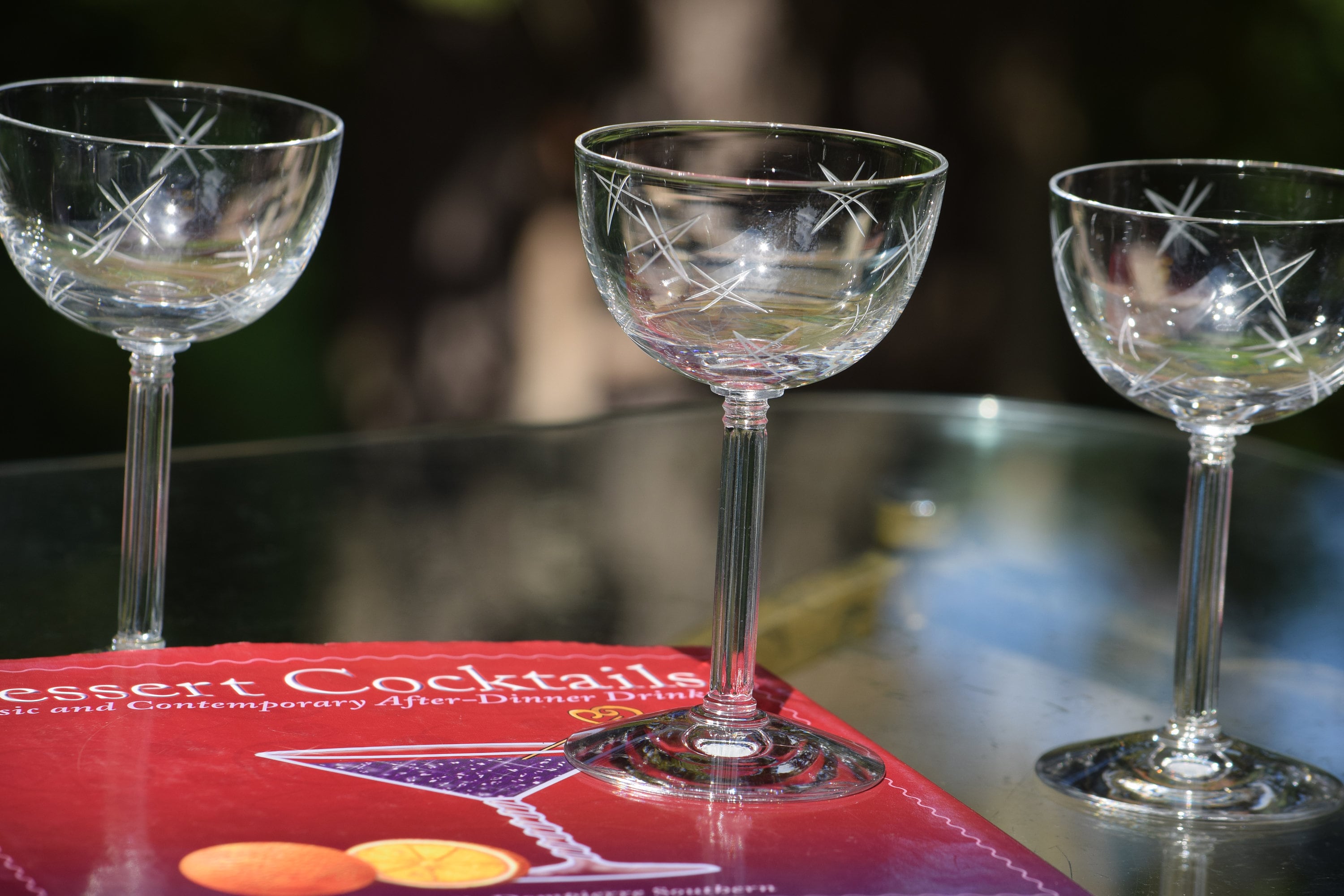 Vintage Etched CRYSTAL Liquor, Port Wine Glasses, Set of 4, Vintage 3