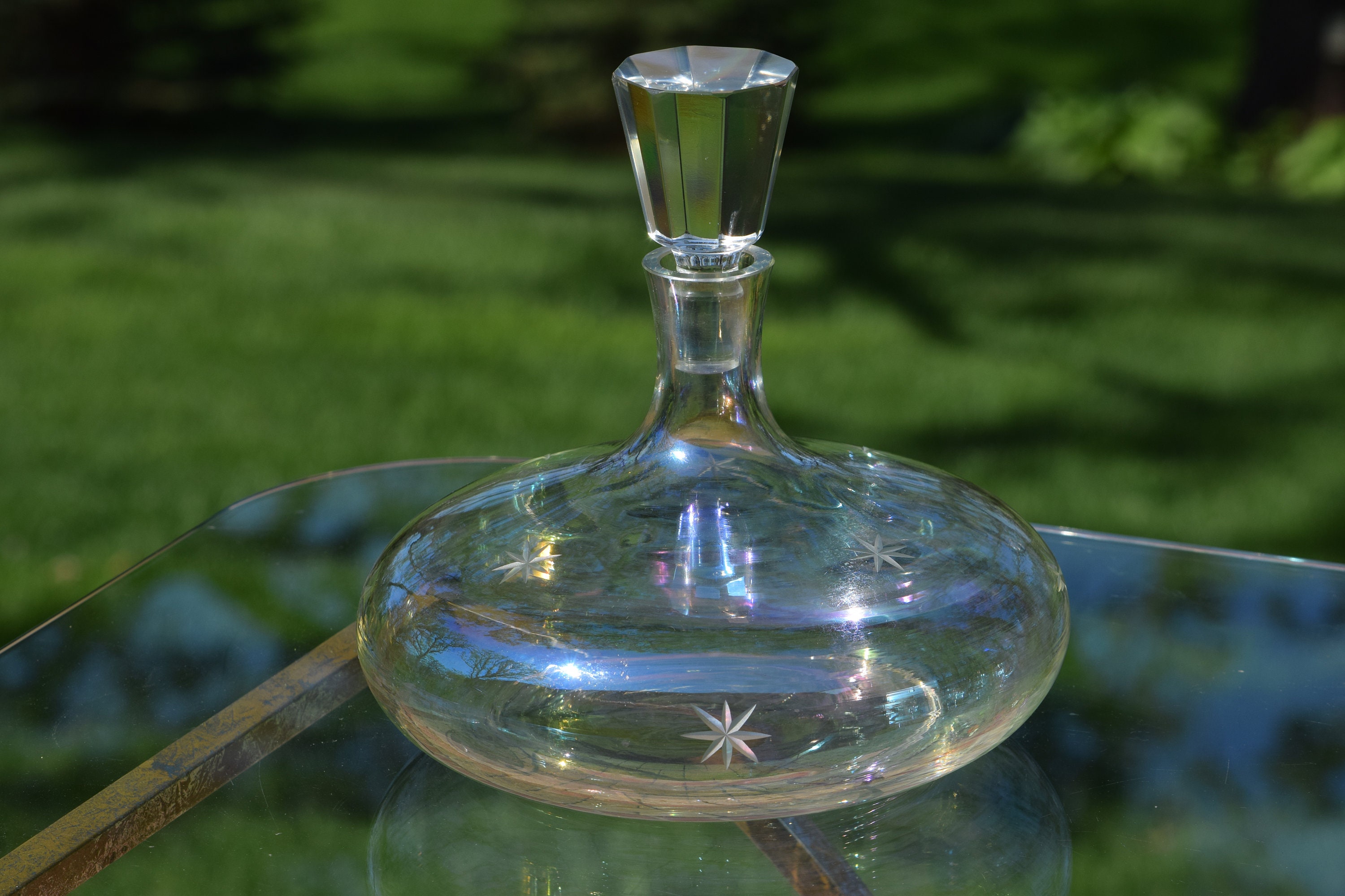 Mid-Century French Glass Wine Carafe Decanter with Stopper and