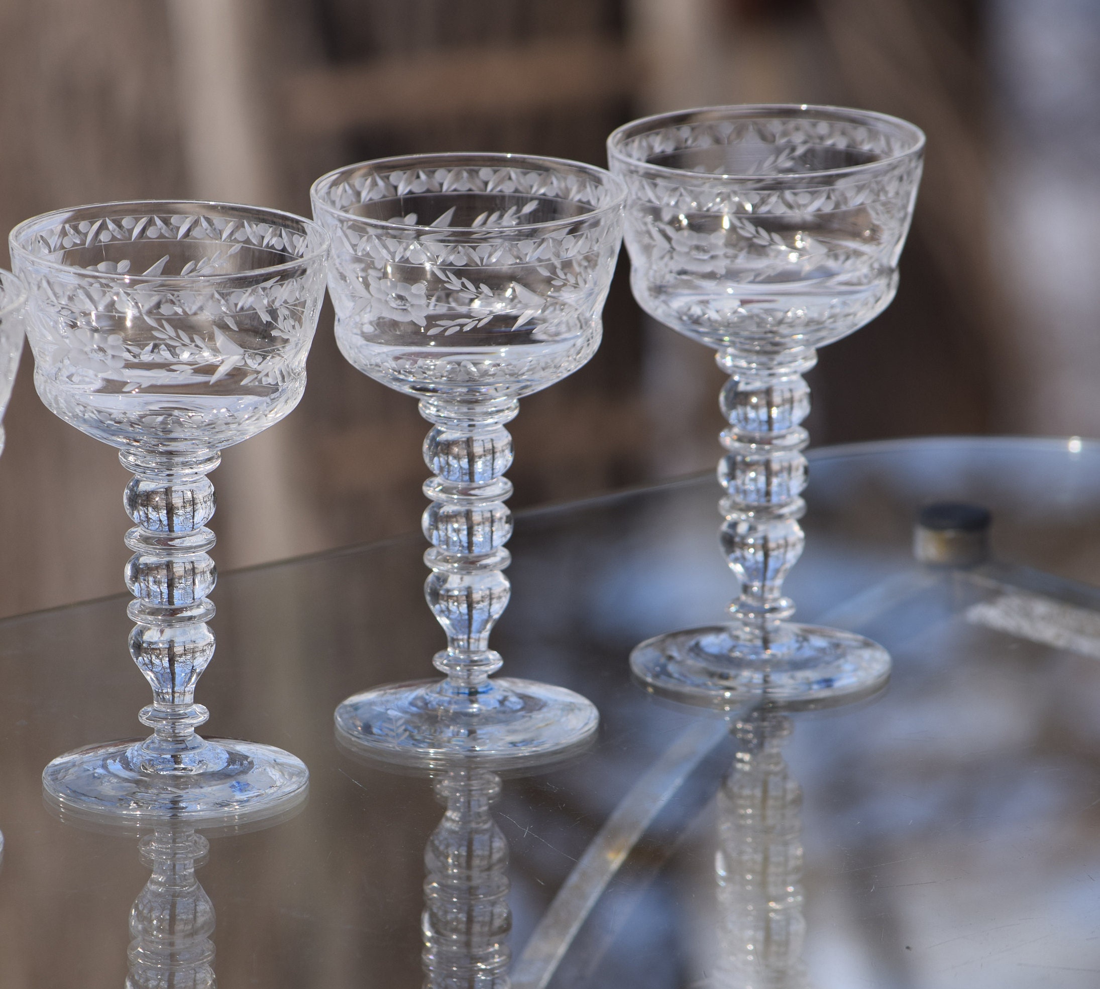 Vintage CRYSTAL Cocktail glasses, Set of 3, Bryce, circa 1940's