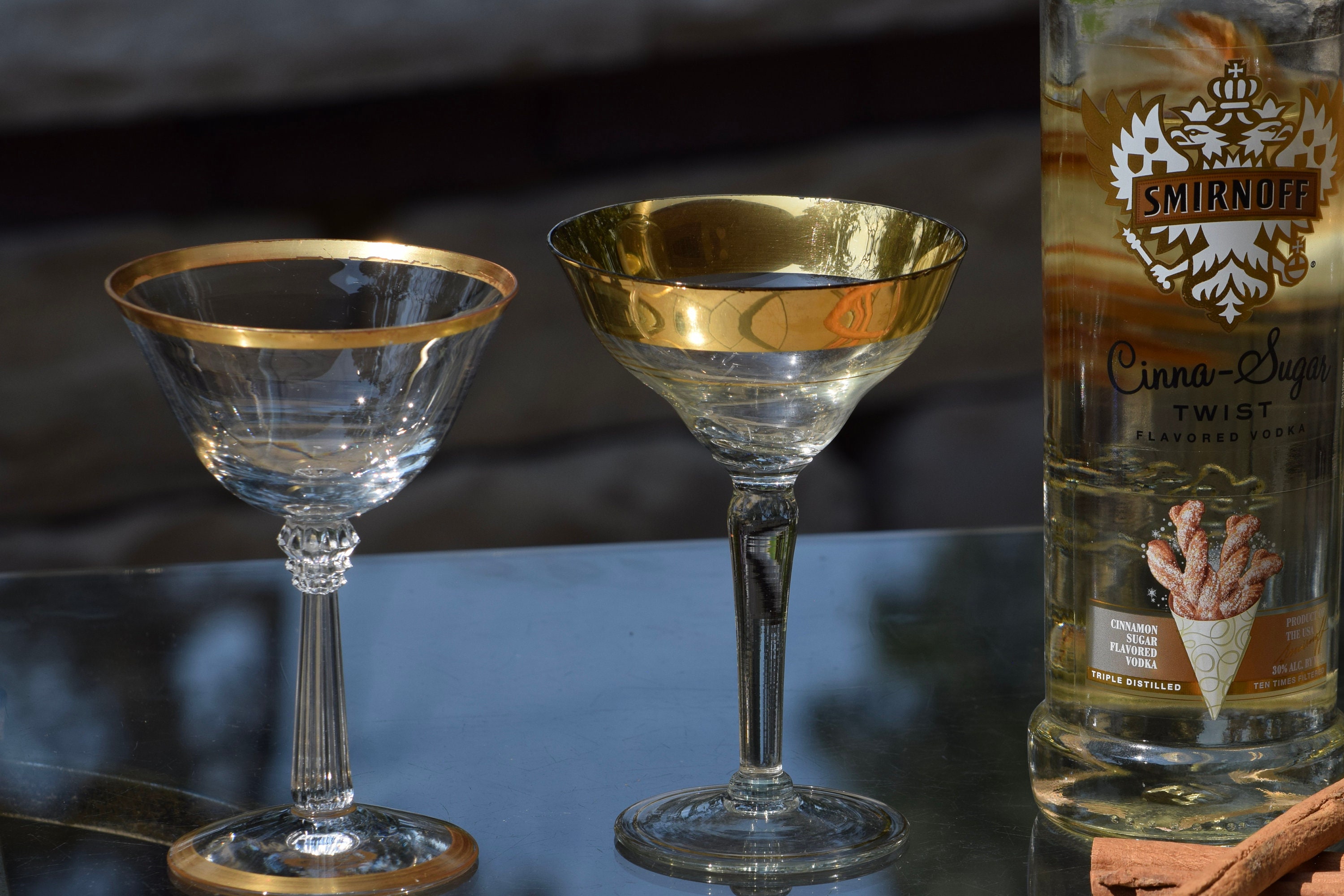 4 Vintage Gold Cocktail Martini Glasses, Set of 4 Mis-Matched Cocktail  glasses, Wedding Toasting Champagne Glasses ~ Coupes, 1940's-1950's