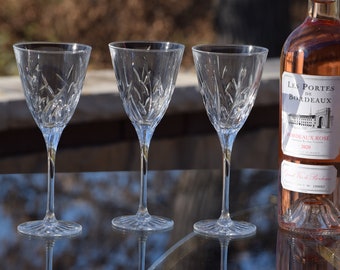 5 Vintage Tall Wine Glasses: Pressed Glass Star Foot, 8 oz