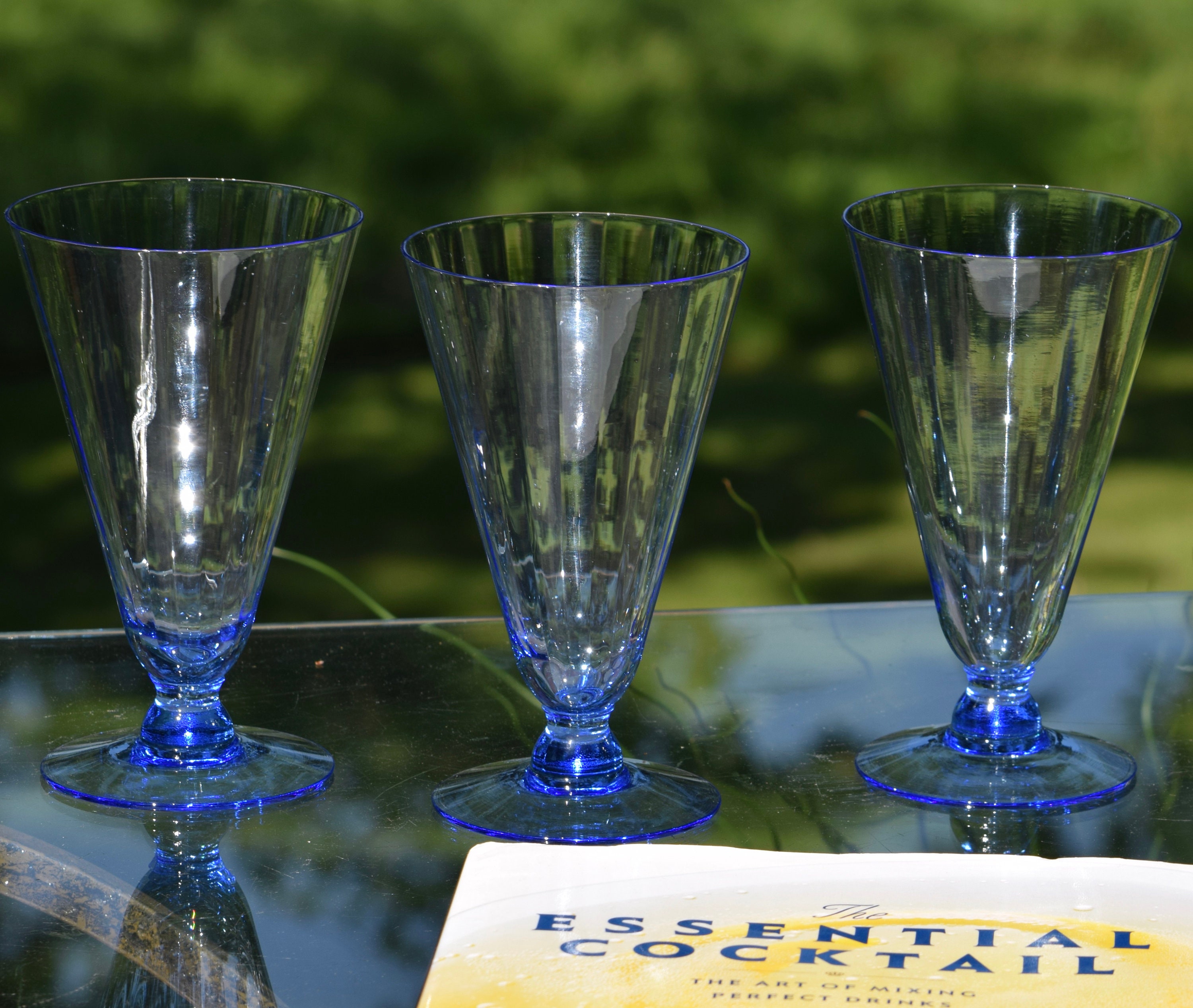 Vintage Blue Cocktail Glasses Set of 4, Cocktail Party Glasses, Vintage