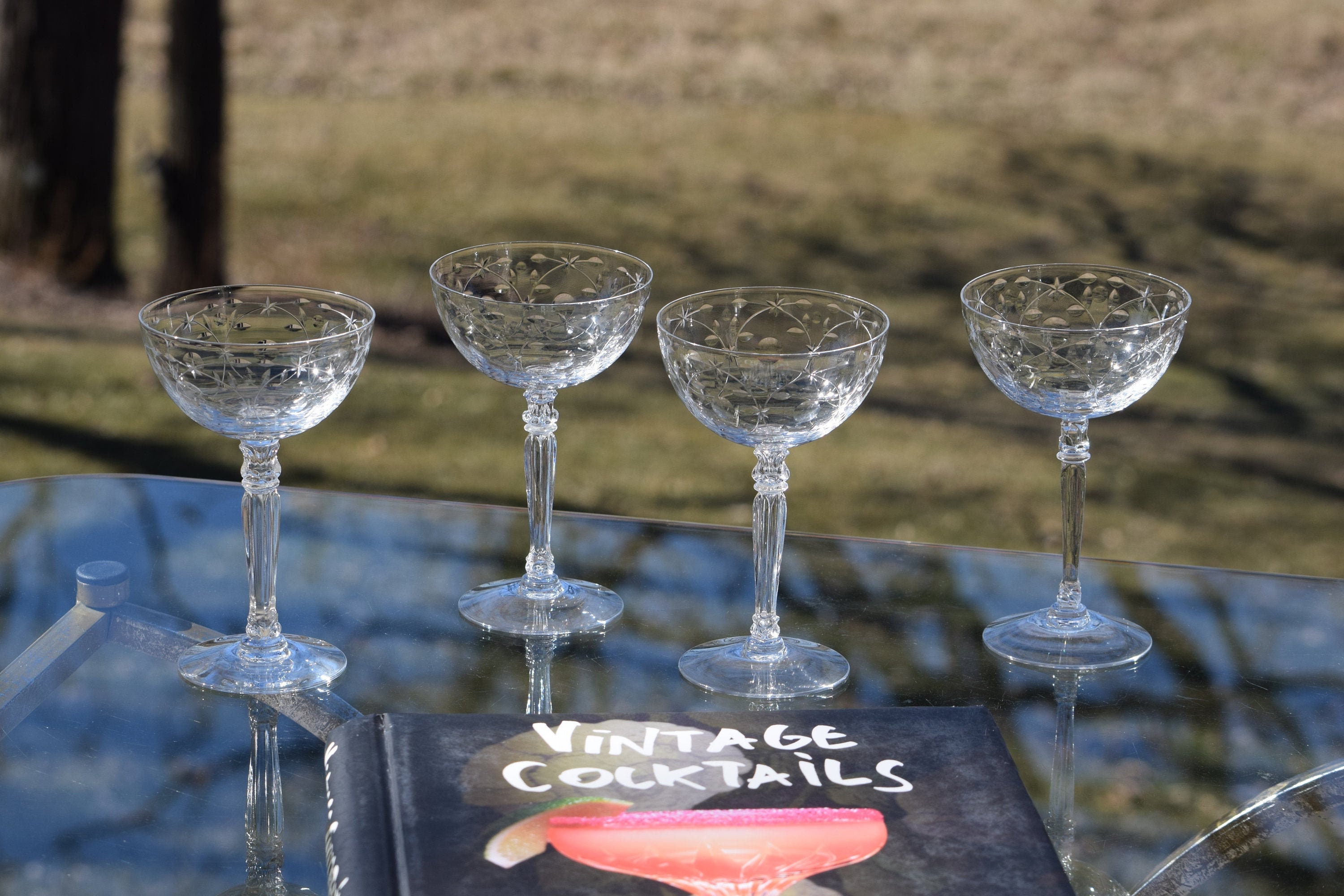 6 Vintage Cocktail - Martini Glasses, Candlewick, circa 1950's