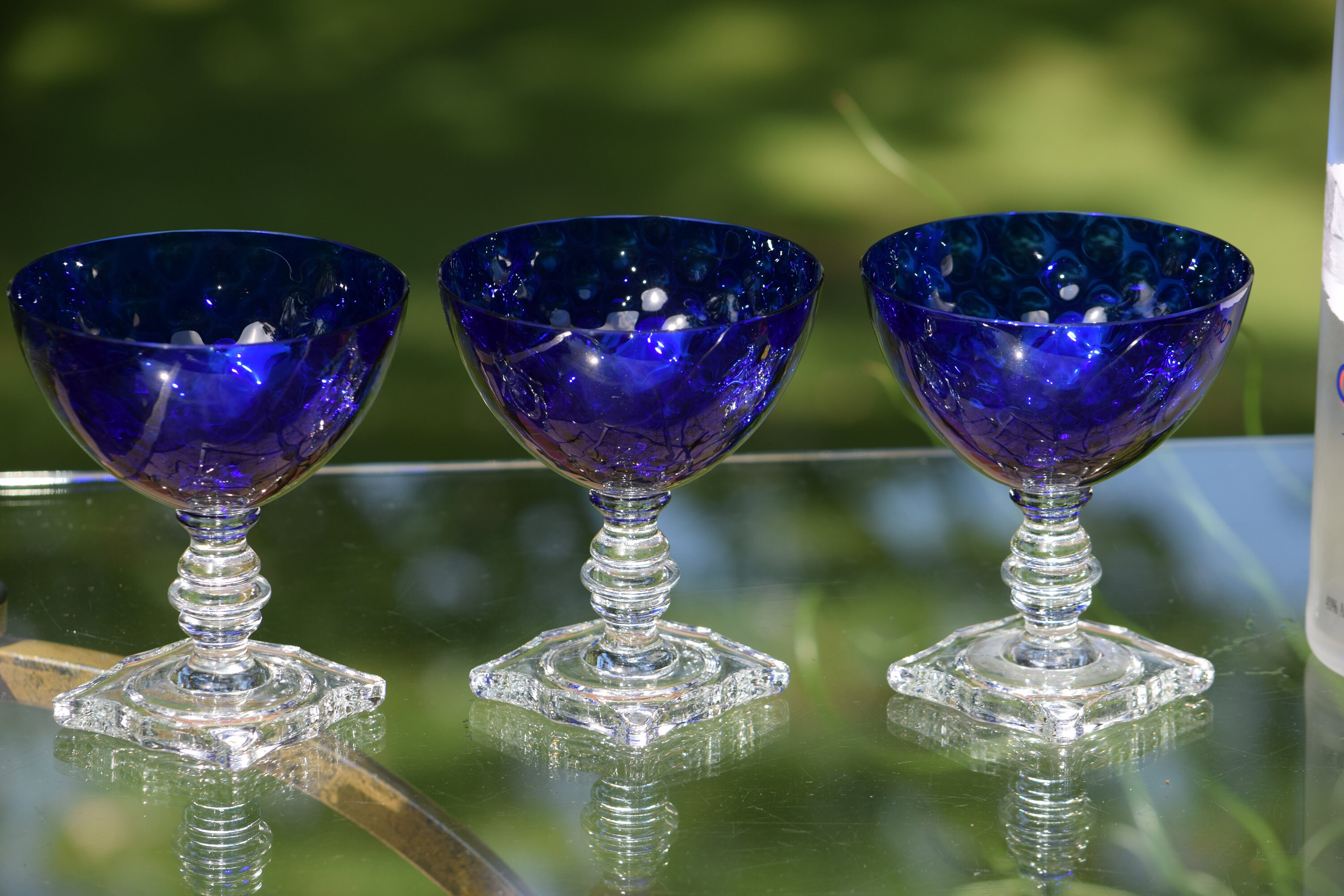 Vintage Cobalt Blue Cocktail ~ Martini Glasses Set Of 4 Seneca Cobalt Blue Dimple Optic 1940