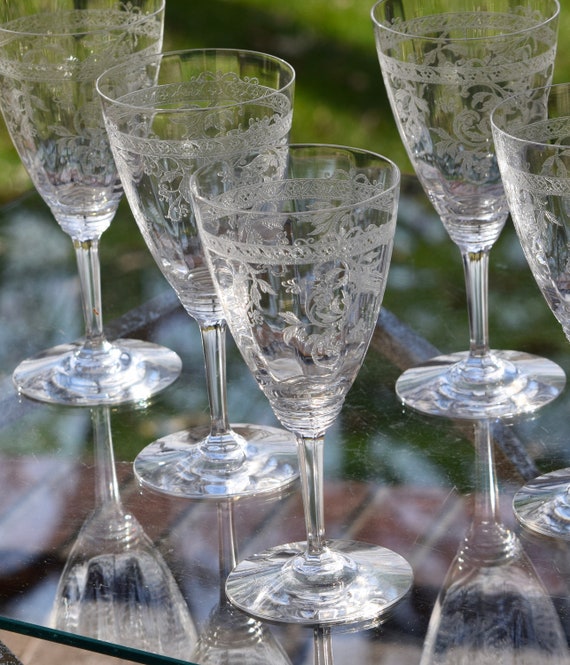 Vintage Theresienthal Etched Crystal Small Wine Cordial Glasses - Pair – A  Step Back In Time