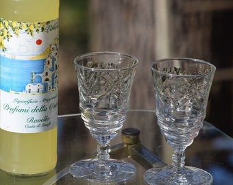 Vintage Etched Wine Glasses: 1950s Rock Sharpe Liqueur, Set of 4