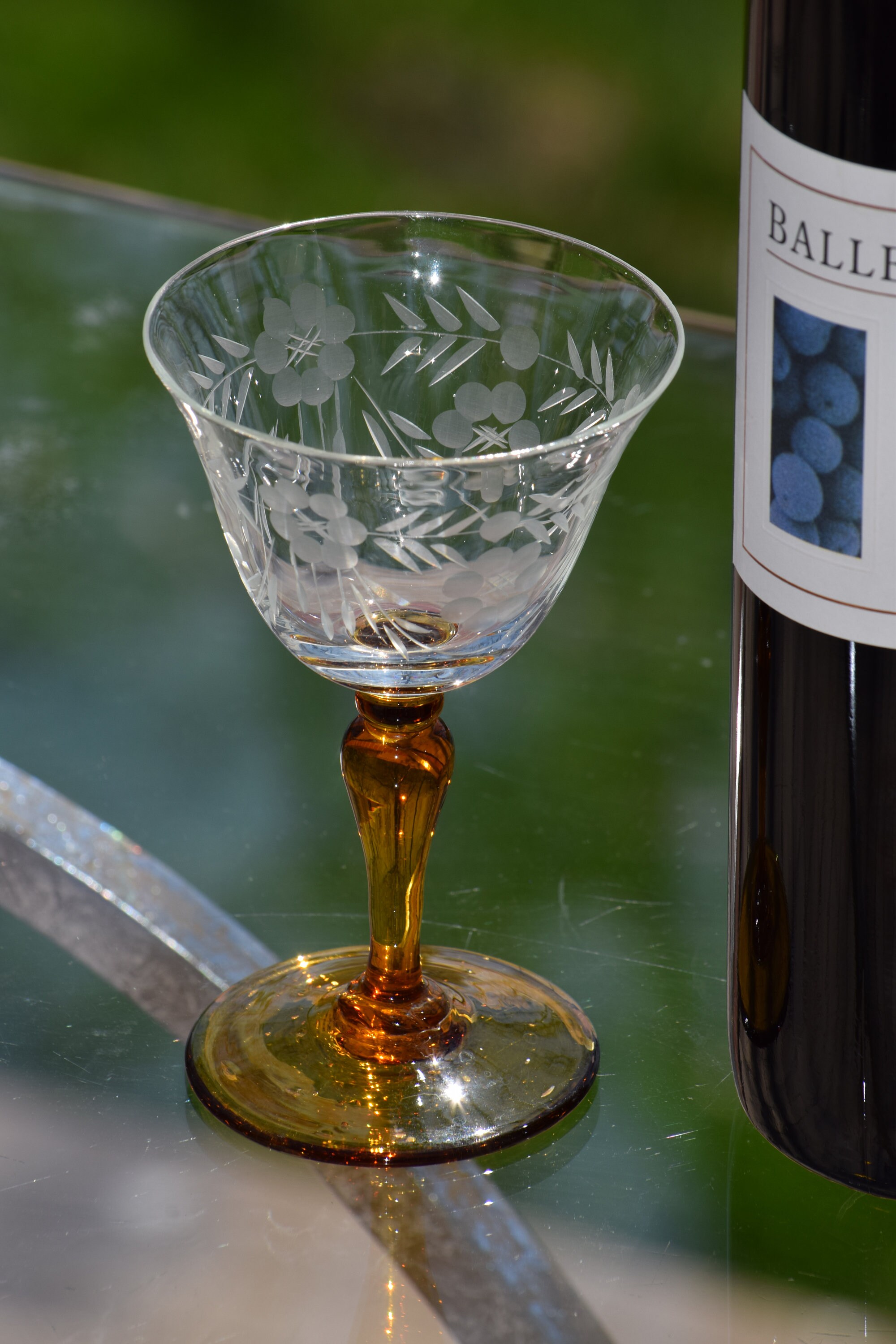 Vintage Amber Optic Wine Cordials, Set of 4 circa 1950, Vintage Port