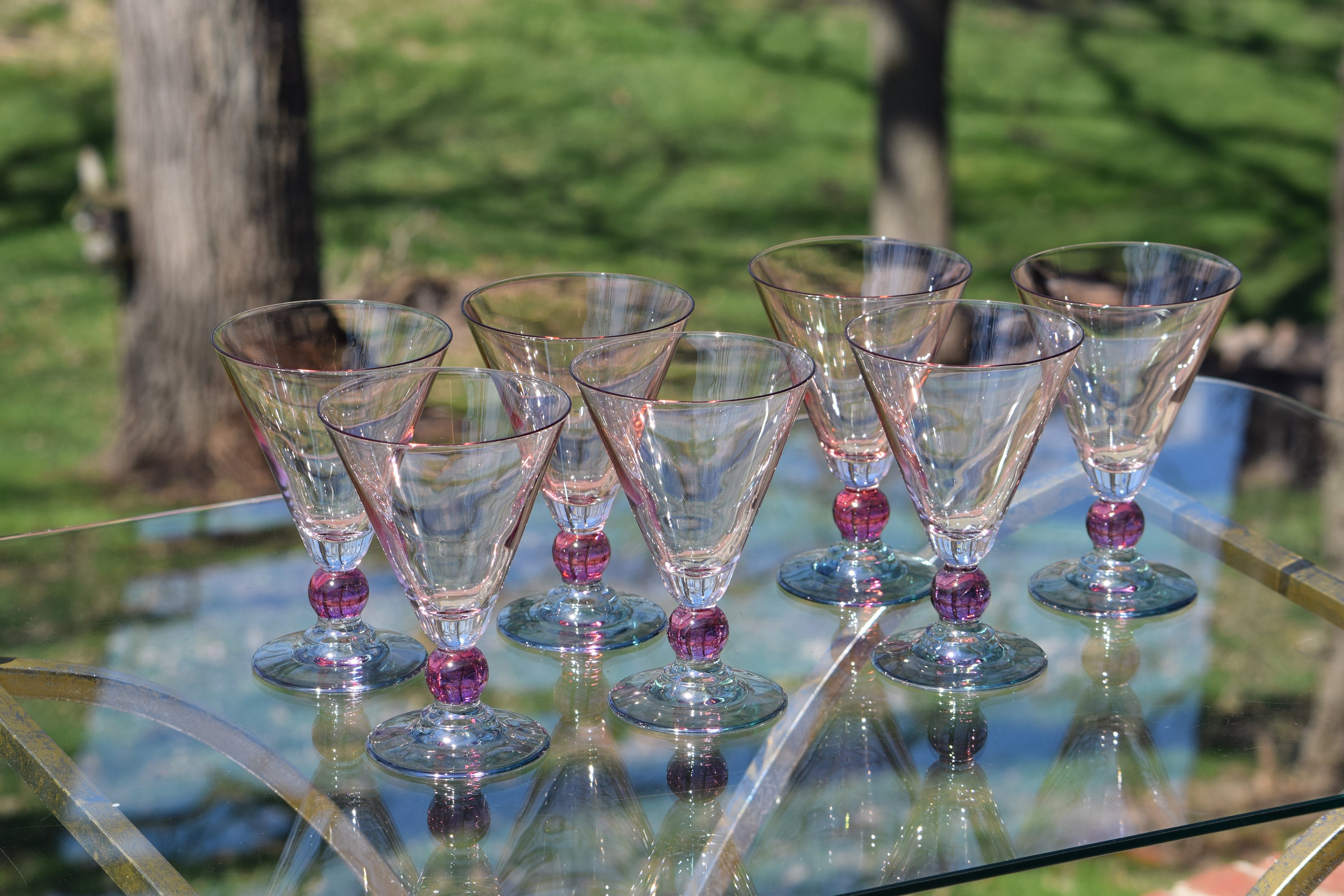 vintage coloured cocktail glasses