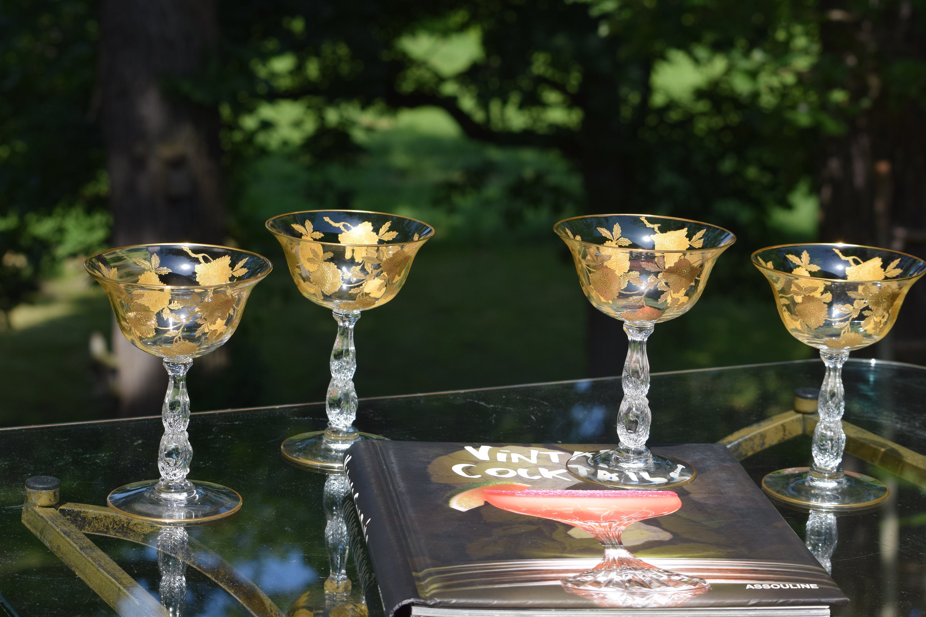vintage gold cocktail glasses