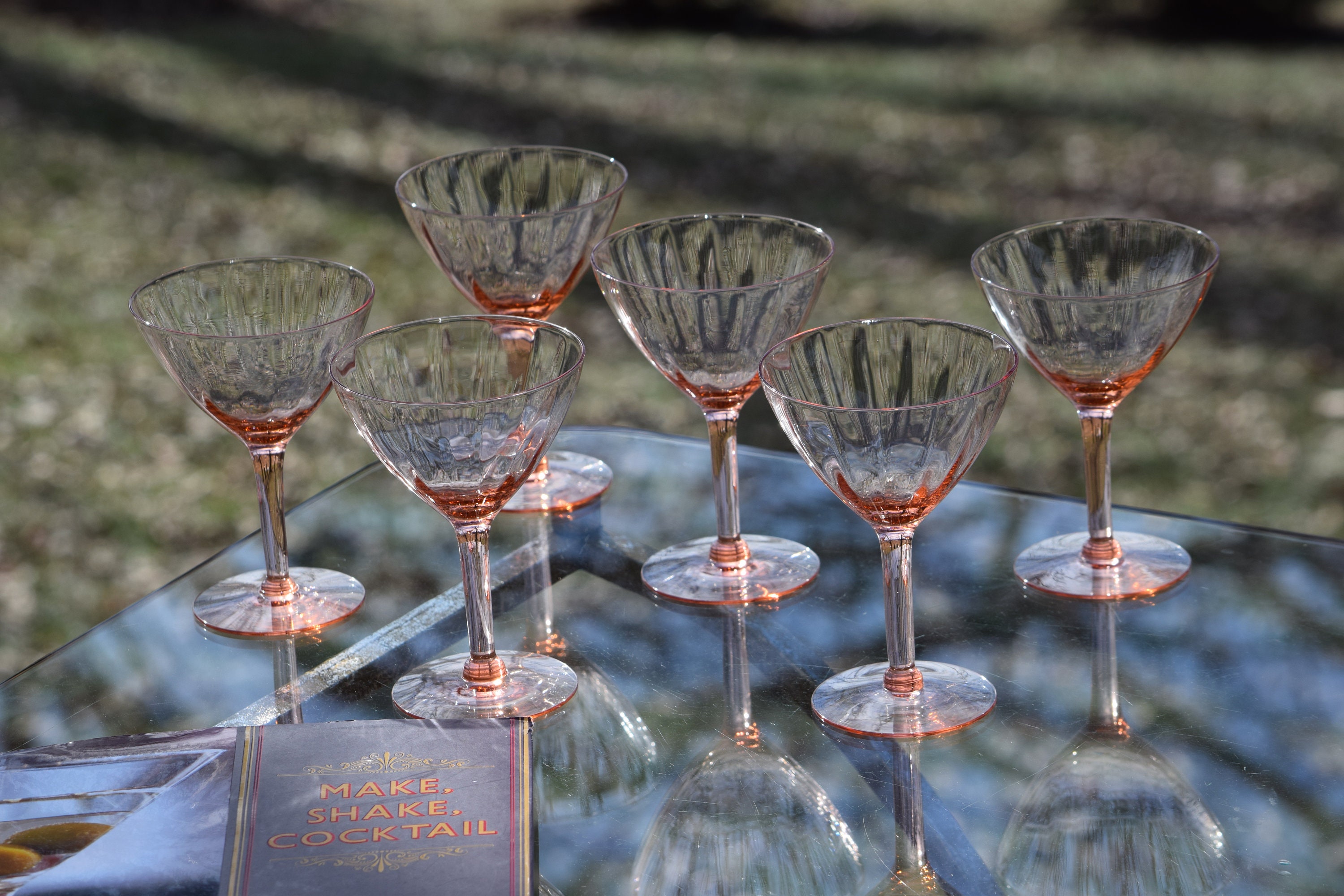 Vintage PINK DEPRESSION Glass Cocktail - Martini Glasses, Set of 6,  Mixologist Cocktail Glasses, Vintage Pink Martini Glasses, Pink Barware