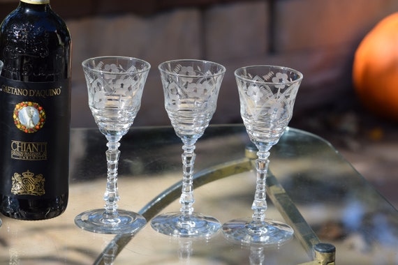 4 copas de vino grabadas vintage, Rock Sharpe, alrededor de 1950, copas de  vino grabadas antiguas copas de agua, copas de vino de boda vintage -   España